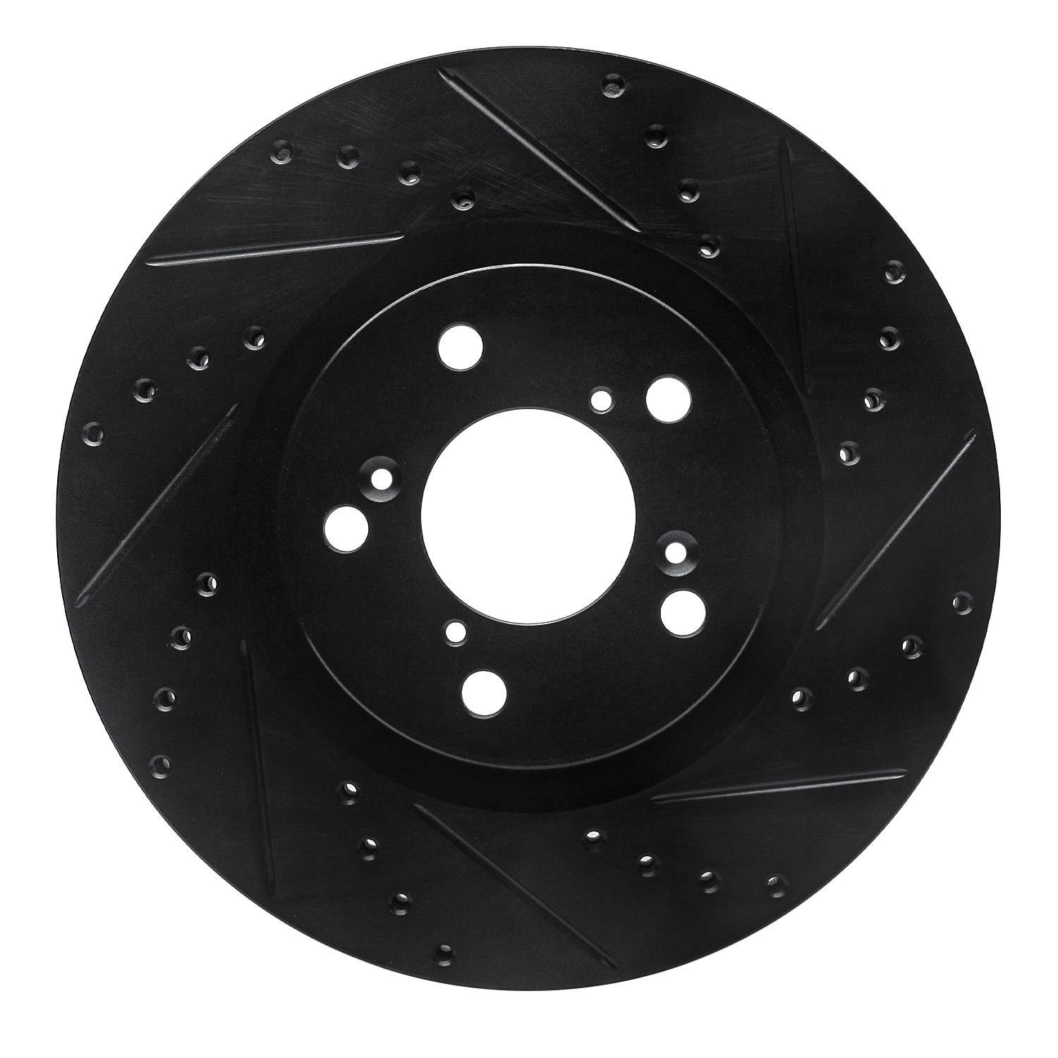 R1 Concepts 09-14 Acura TL Front Right Drilled & Slotted Black Brake Rotor