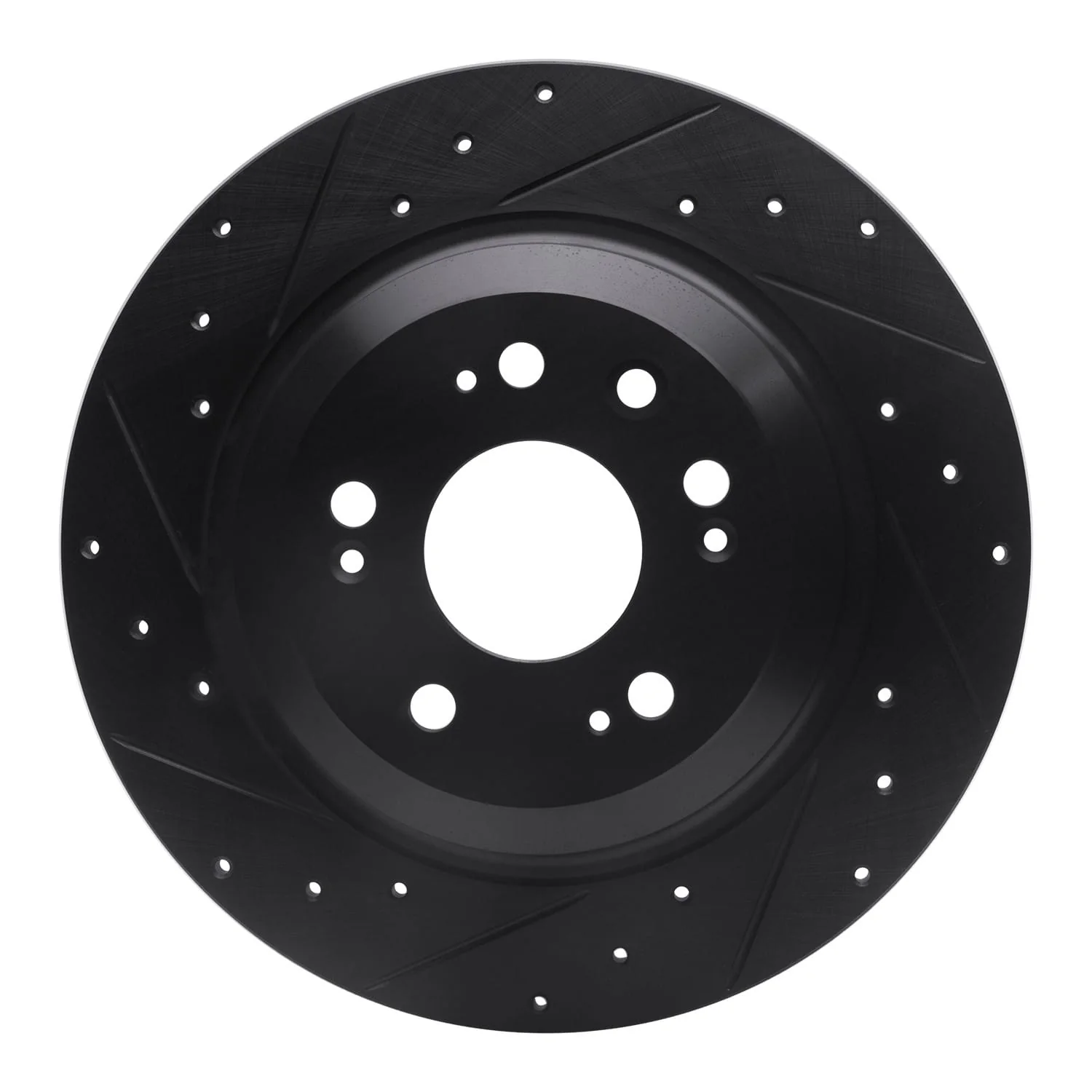 R1 Concepts 09-14 Acura TL Rear Left Drilled & Slotted Black Brake Rotor