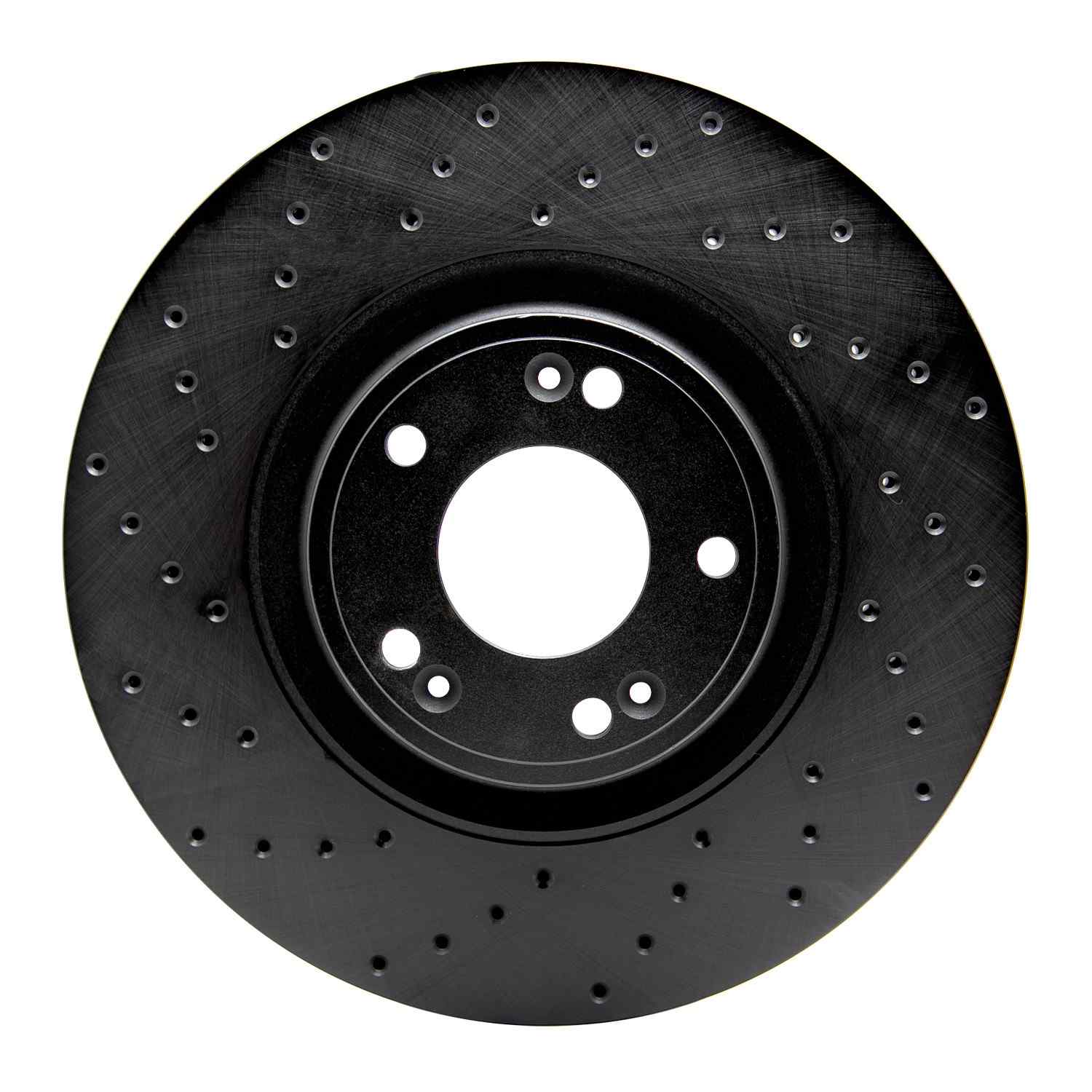 R1 Concepts 09-14 Hyundai Genesis Sedan Front Left Drilled Black Brake Rotor
