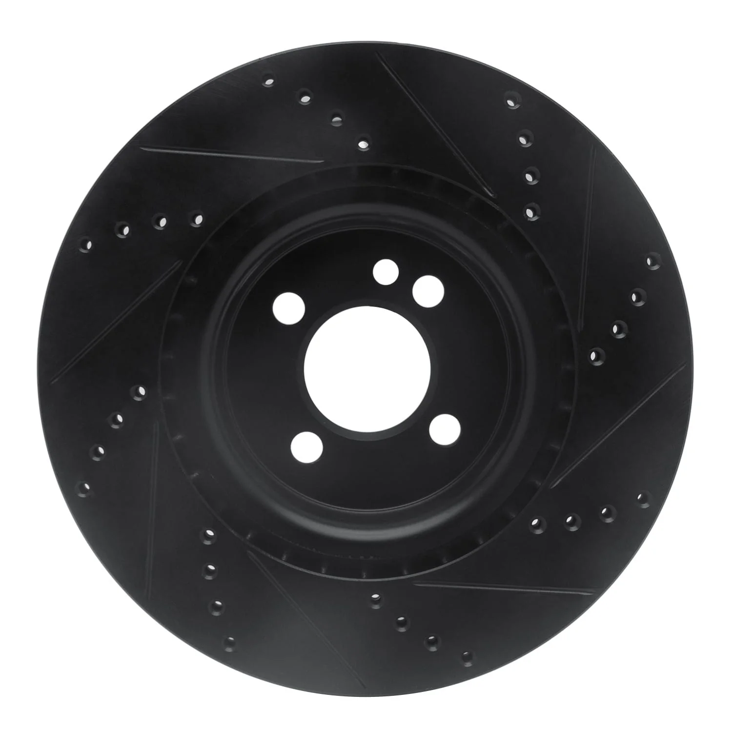 R1 Concepts 09-14 Mini Cooper (Excl Clubman) Front Left Drilled & Slotted Black Brake Rotor - Image 2