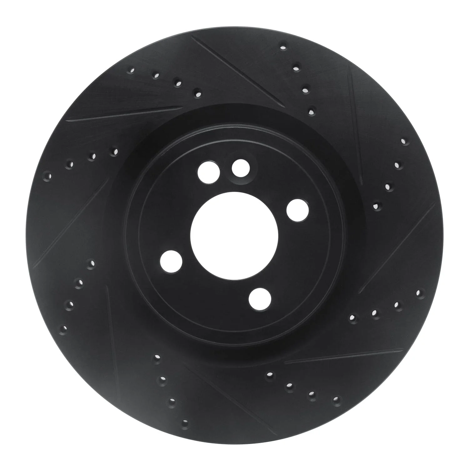 R1 Concepts 09-14 Mini Cooper (Excl Clubman) Front Right Drilled & Slotted Black Brake Rotor