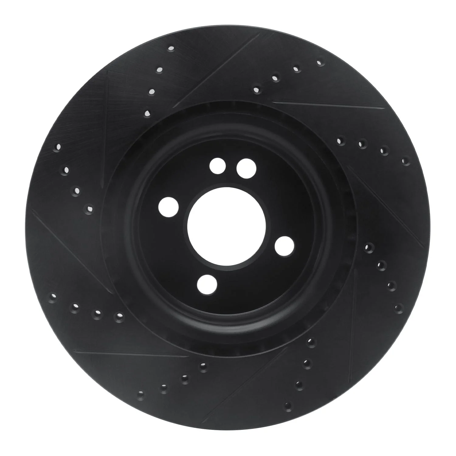 R1 Concepts 09-14 Mini Cooper (Excl Clubman) Front Right Drilled & Slotted Black Brake Rotor - Image 2