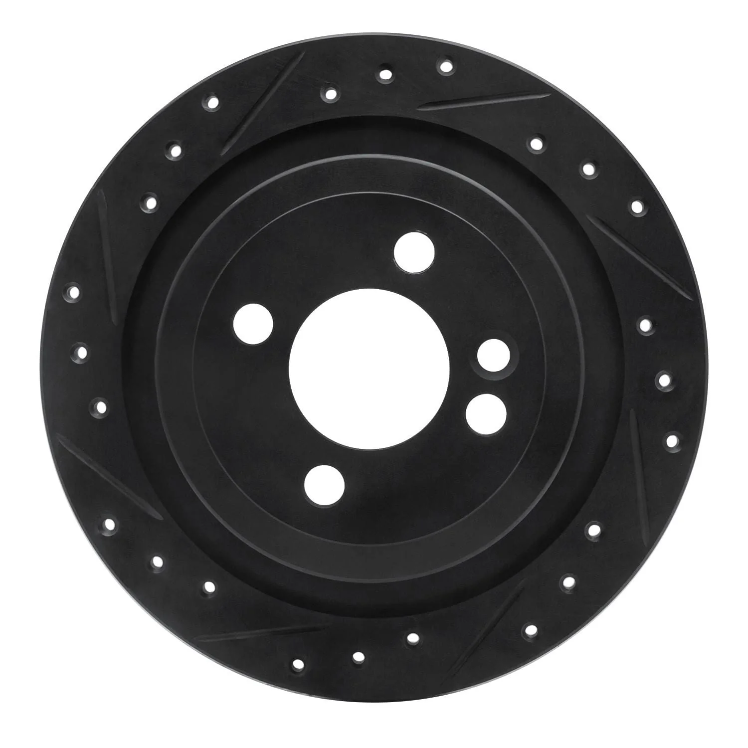 R1 Concepts 09-14 Mini Cooper (Excl Clubman) Rear Left Drilled & Slotted Black Brake Rotor