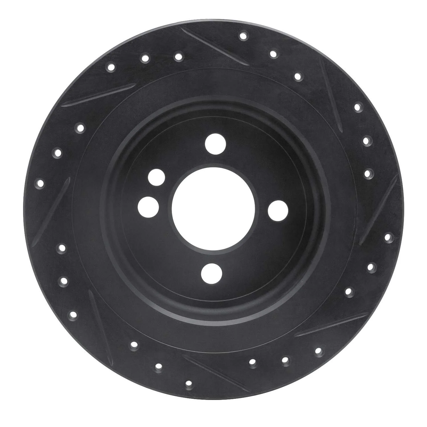 R1 Concepts 09-14 Mini Cooper (Excl Clubman) Rear Left Drilled & Slotted Black Brake Rotor - Image 2