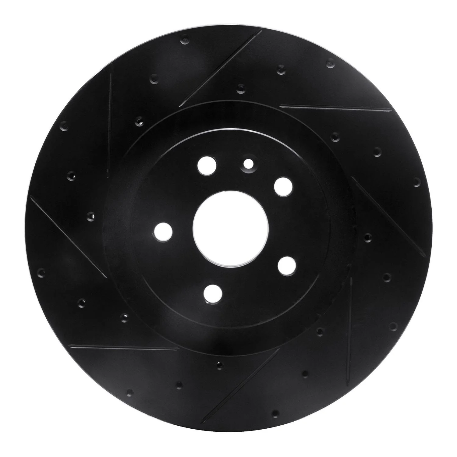 R1 Concepts 09-15 Cadillac CTS Front Left Drilled & Slotted Black Brake Rotor