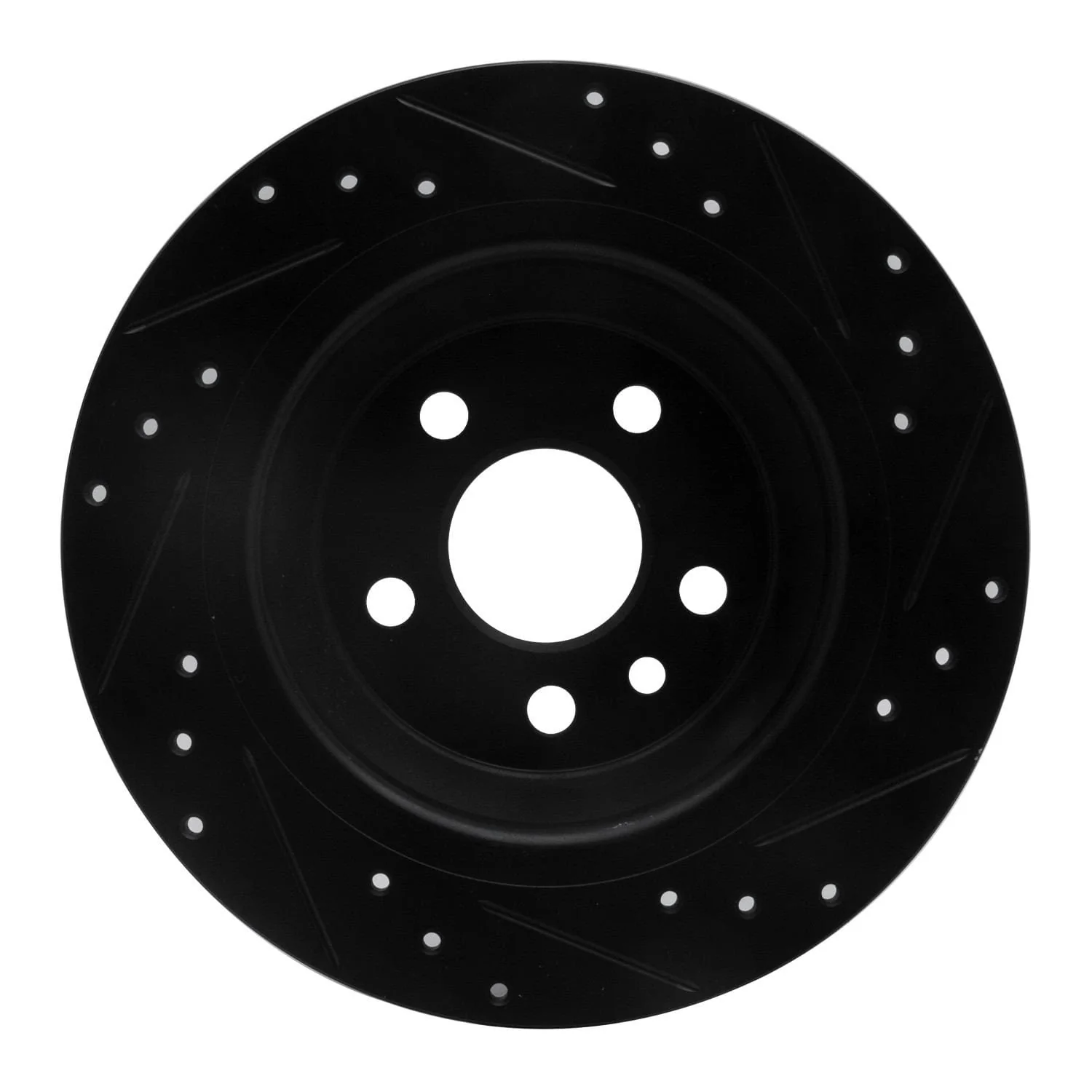 R1 Concepts 09-15 Ford Focus RS (Mexico) Rear Left Drilled & Slotted Black Brake Rotor - Image 2
