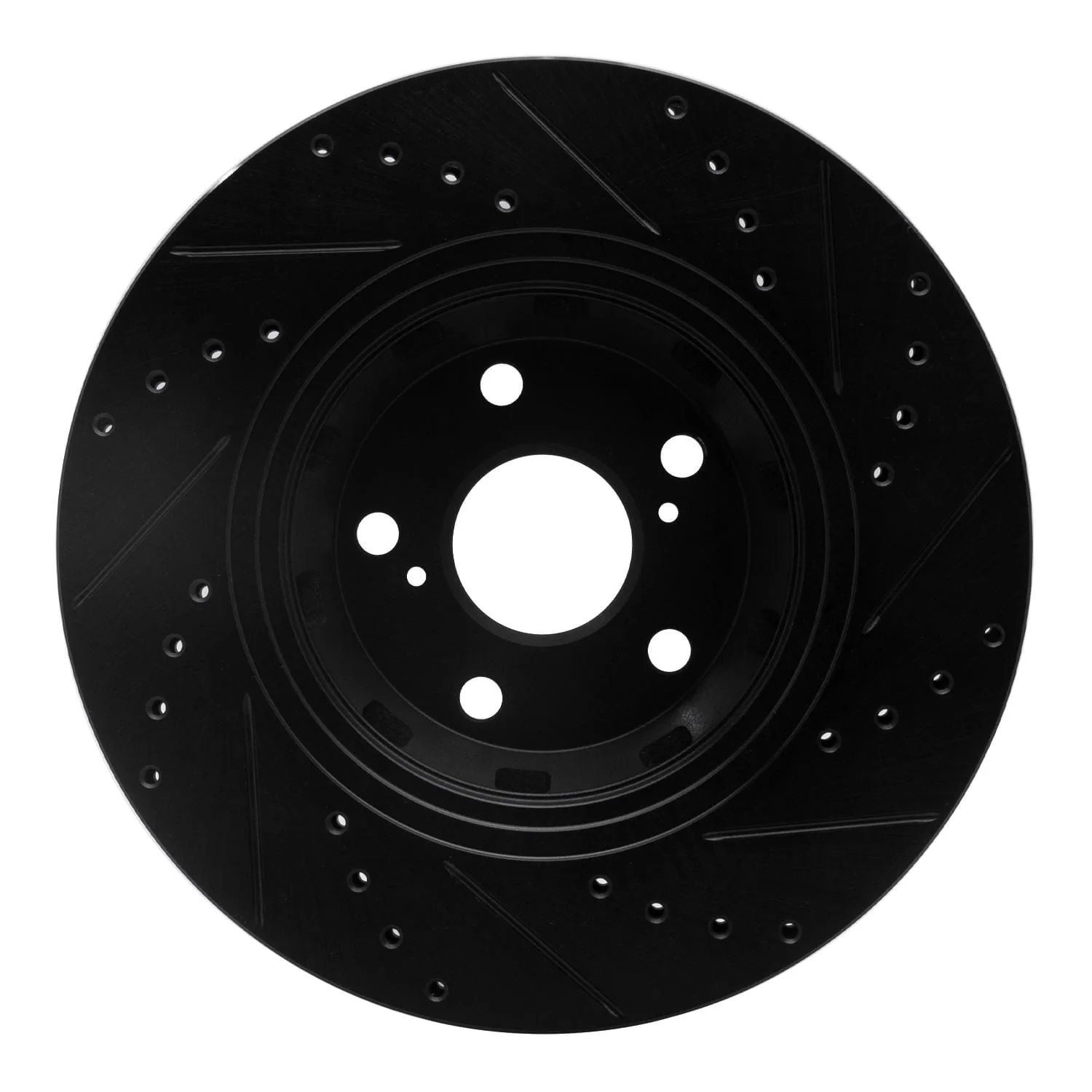 R1 Concepts 09-15 Toyota Venza Front Left Drilled & Slotted Black Brake Rotor - Image 2