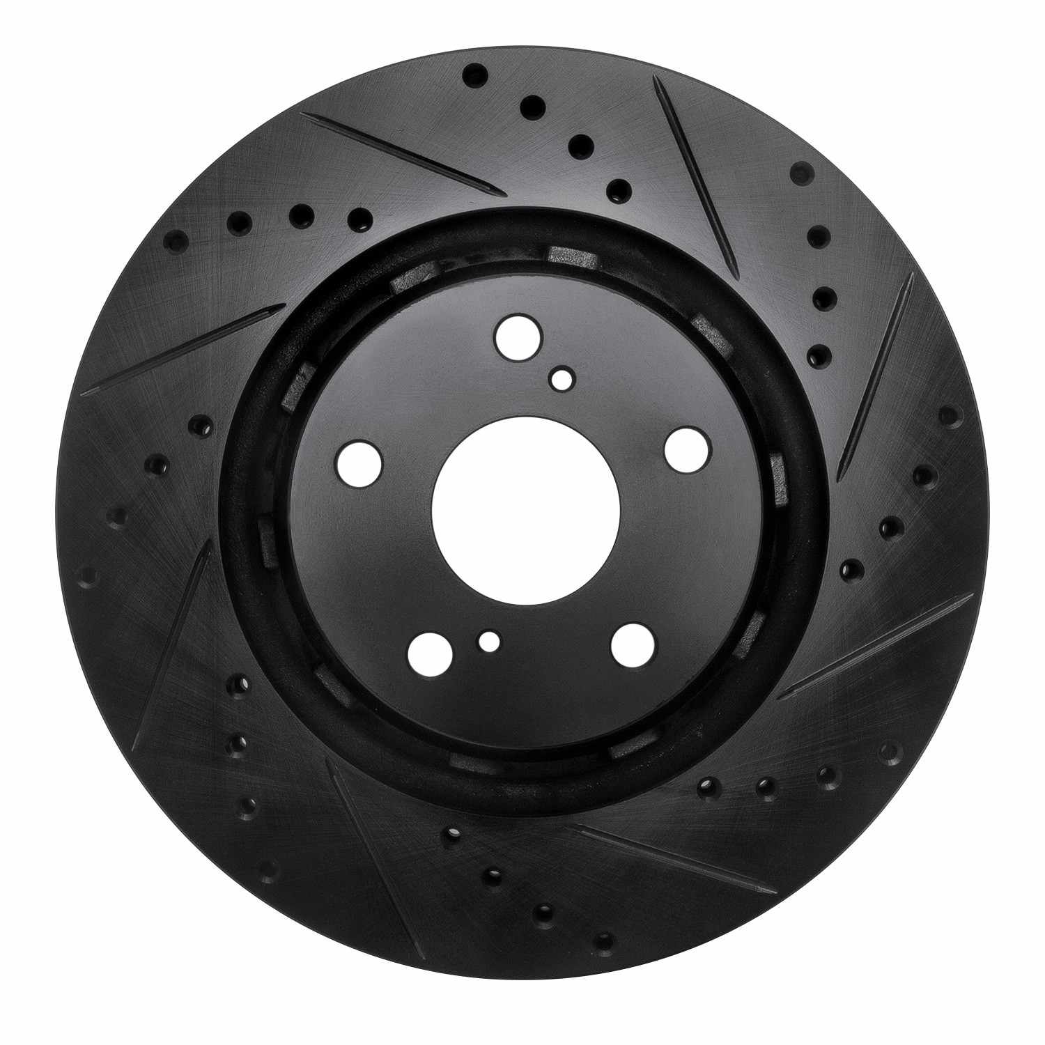 R1 Concepts 09-15 Toyota Venza Front Right Drilled & Slotted Black Brake Rotor