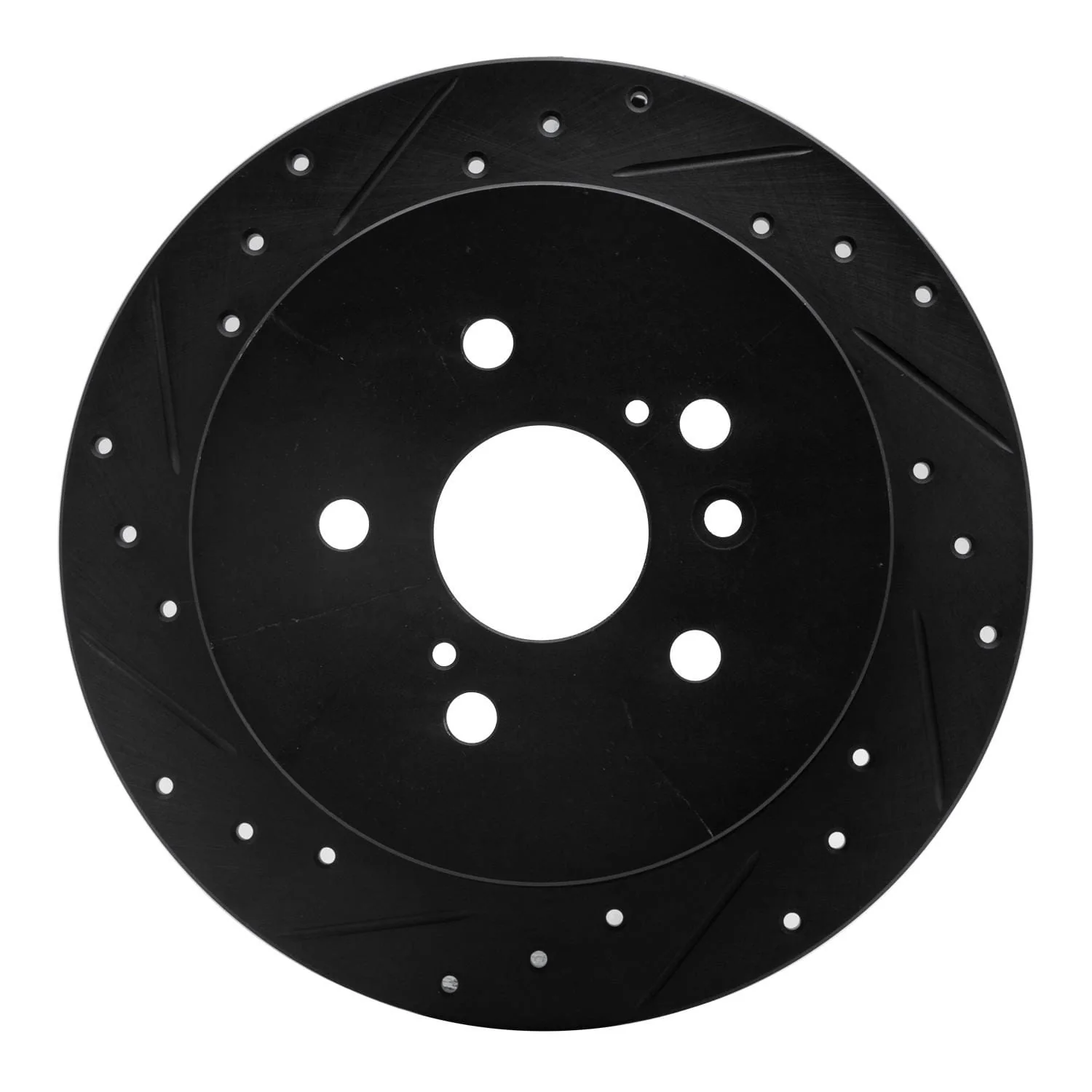 R1 Concepts 09-15 Toyota Venza Rear Left Drilled & Slotted Black Brake Rotor