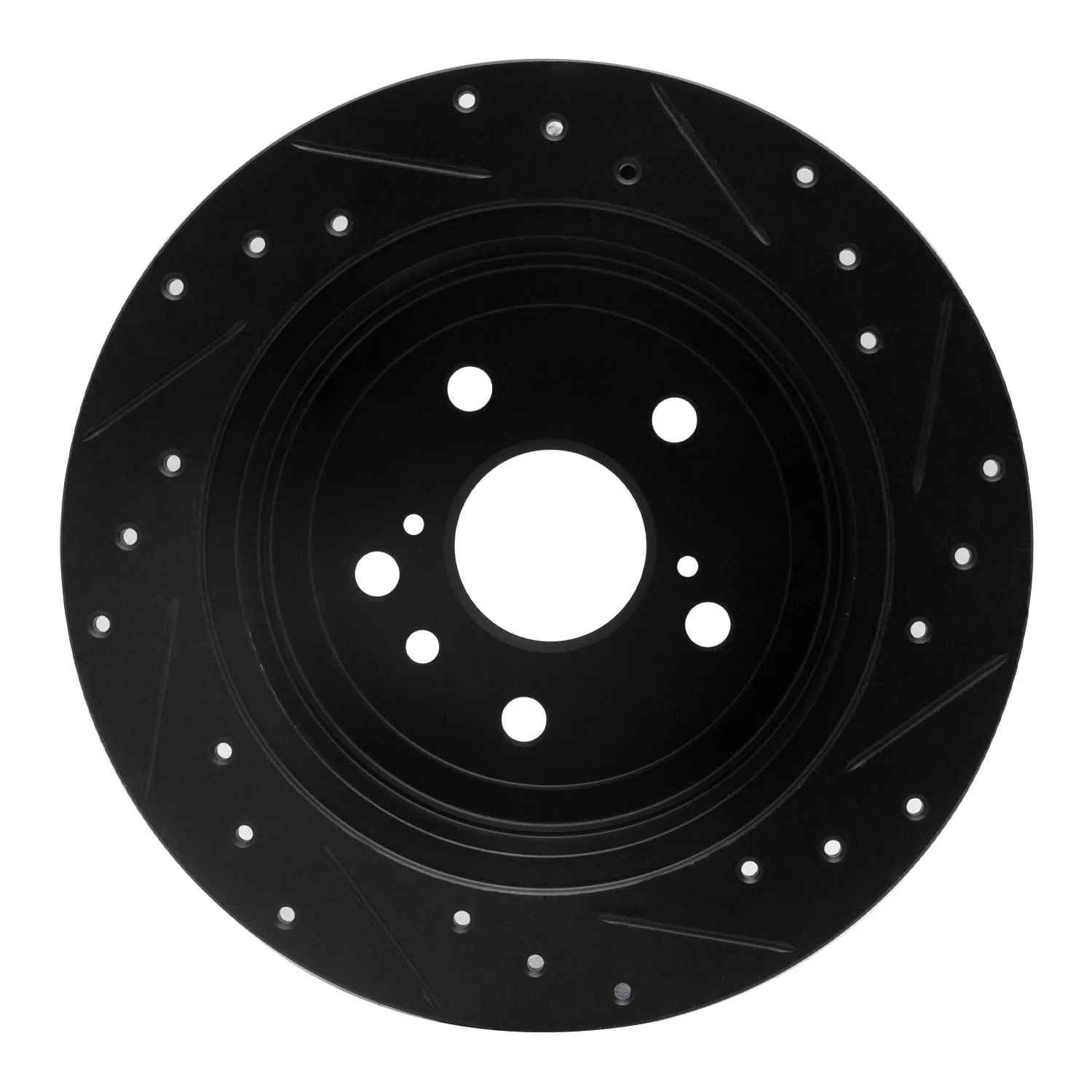 R1 Concepts 09-15 Toyota Venza Rear Left Drilled & Slotted Black Brake Rotor - Image 2