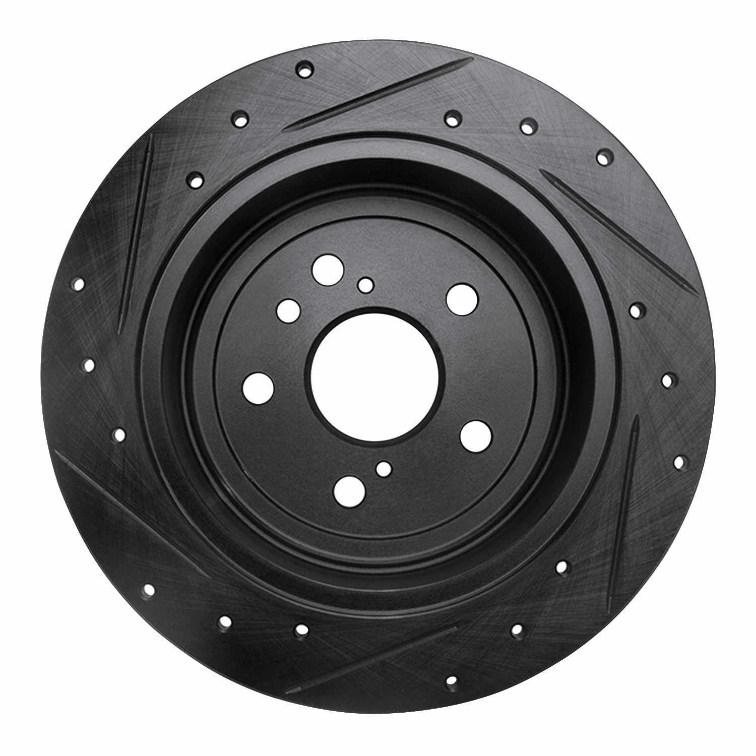 R1 Concepts 09-15 Toyota Venza Rear Right Drilled & Slotted Black Brake Rotor - Image 2