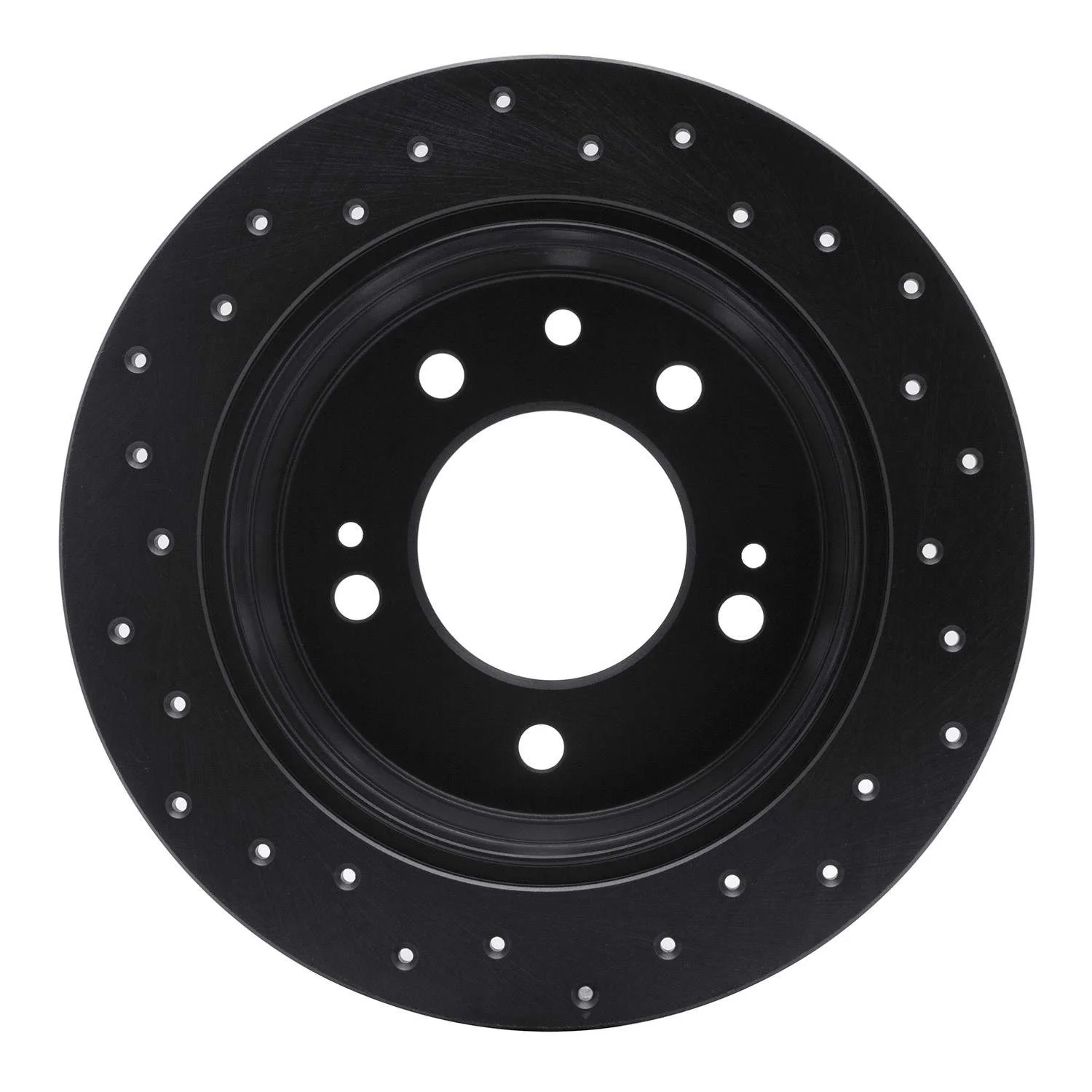 R1 Concepts 09-16 Hyundai Elantra Rear Right Drilled Black Brake Rotor - Image 2