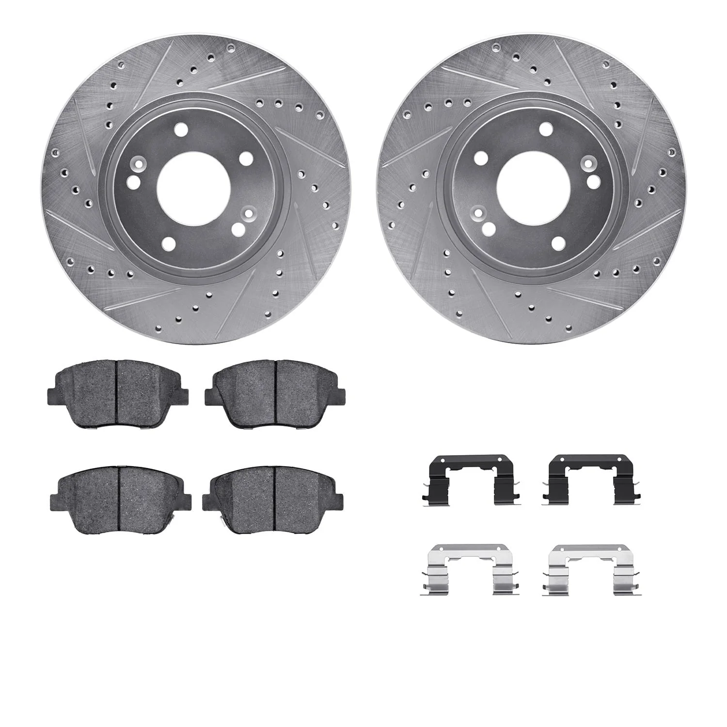 R1 Concepts 09-16 Hyundai Sonata Front Drill/Slot Silver Rotors w/Optimum Pads
