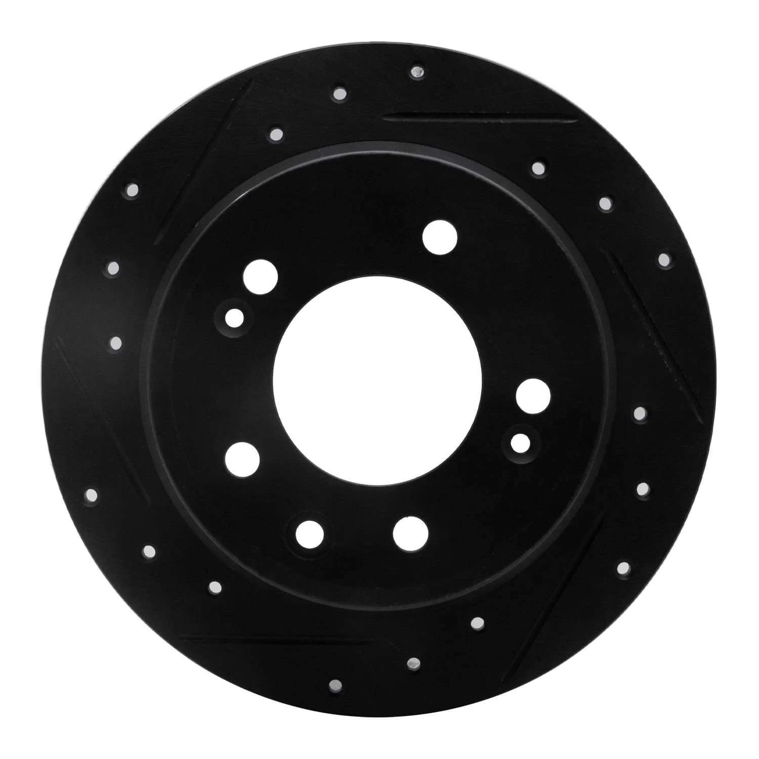 R1 Concepts 09-16 Hyundai Tucson Rear Left Drilled & Slotted Black Brake Rotor