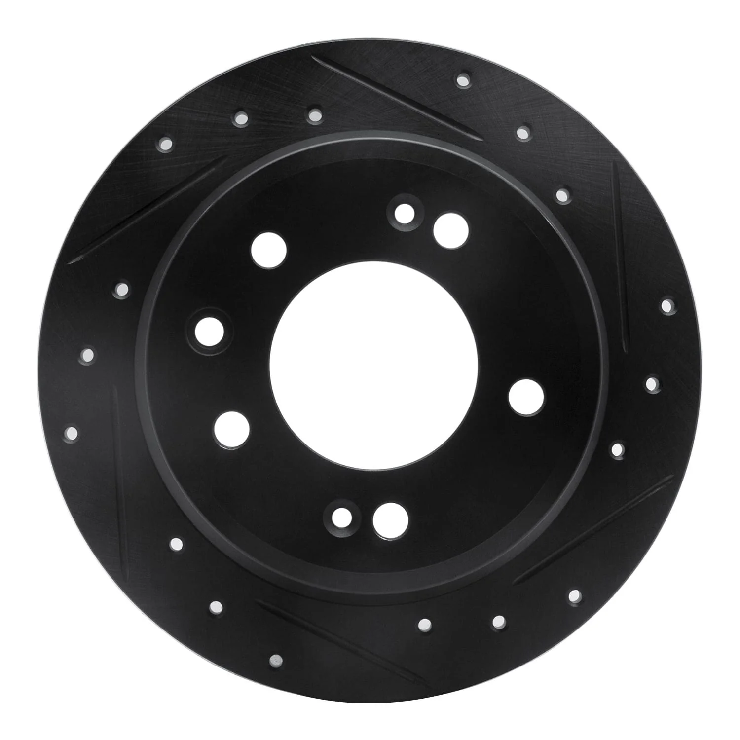 R1 Concepts 09-16 Hyundai Tucson Rear Right Drilled & Slotted Black Brake Rotor