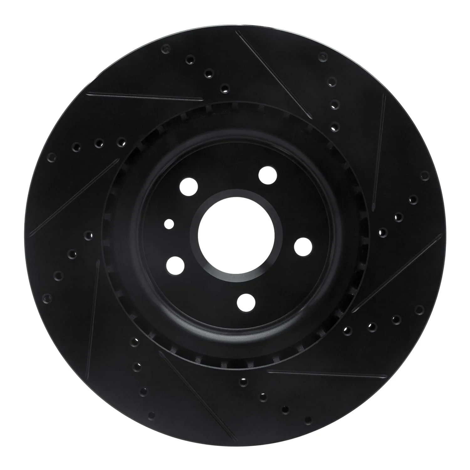 R1 Concepts 09-17 Buick Regal Front Left Drilled & Slotted Black Brake Rotor - Image 2