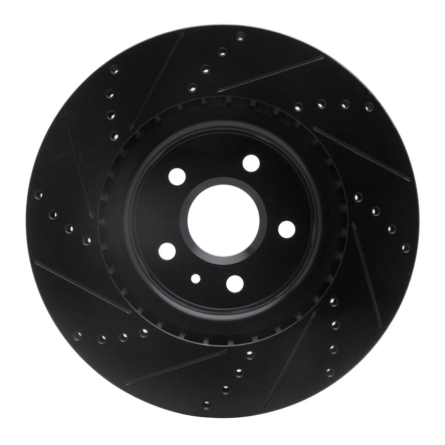 R1 Concepts 09-17 Buick Regal Front Right Drilled & Slotted Black Brake Rotor - Image 2