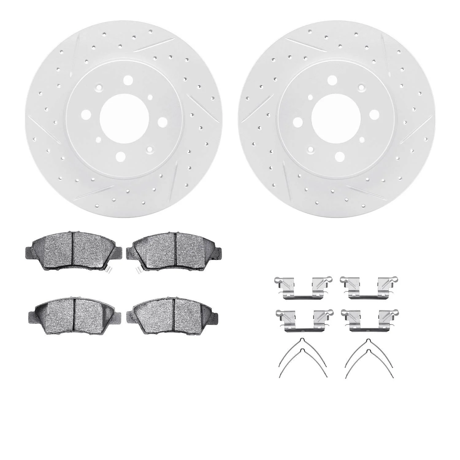 R1 Concepts 09-17 Honda Fit Front Drill/Slot Carbon Coated Rotor Set w/Optimum Pads