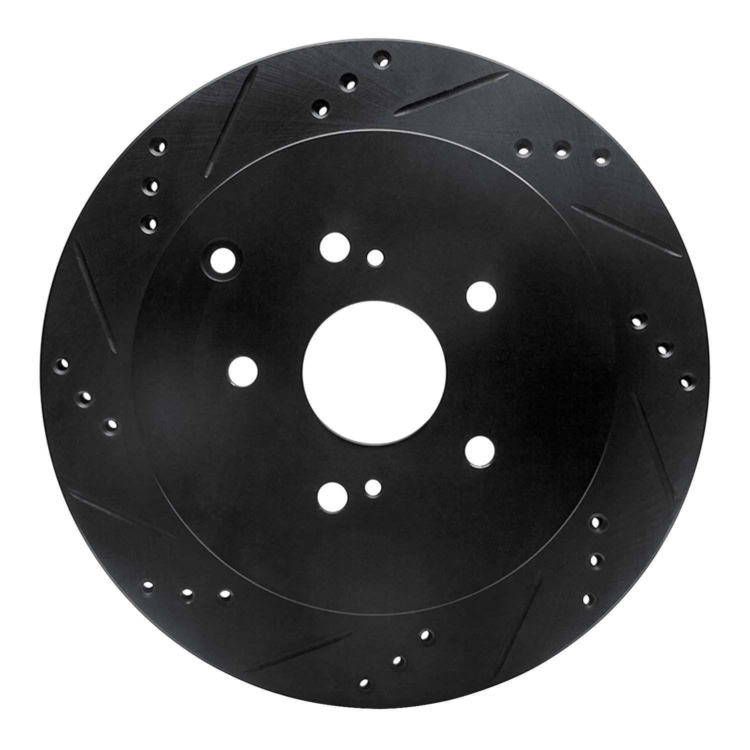 R1 Concepts 09-17 Suzuki Grand Vitara Rear Left Drilled & Slotted Black Brake Rotor