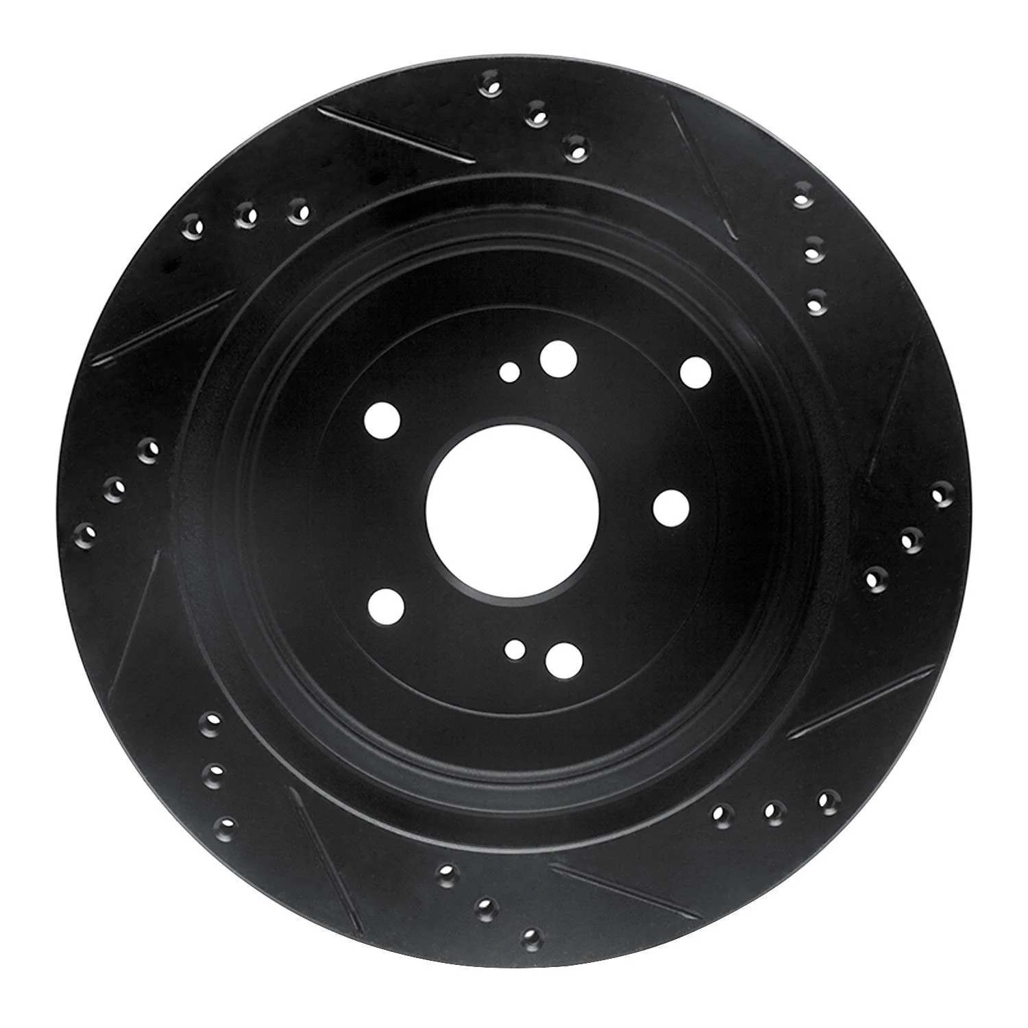 R1 Concepts 09-17 Suzuki Grand Vitara Rear Left Drilled & Slotted Black Brake Rotor - Image 2