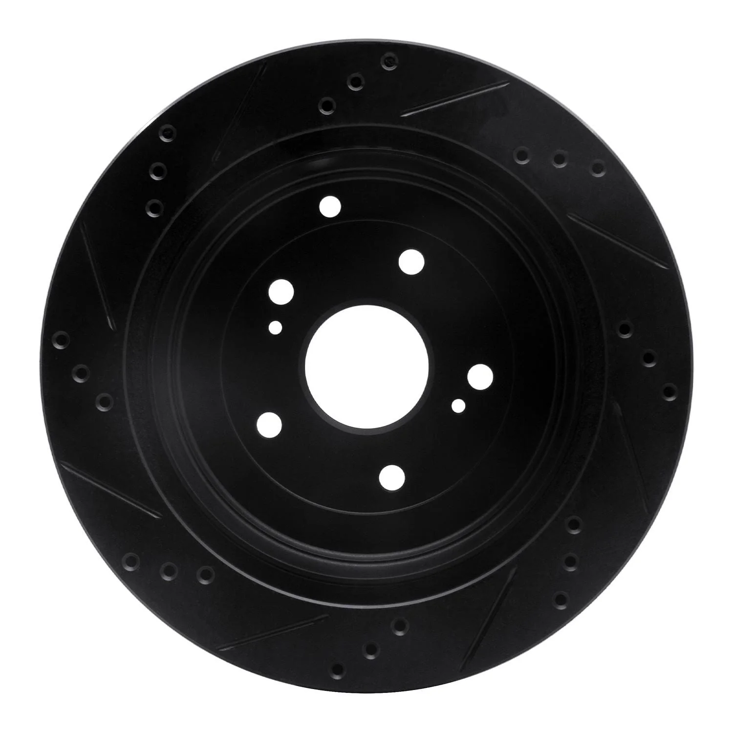 R1 Concepts 09-17 Suzuki Grand Vitara Rear Right Drilled & Slotted Black Brake Rotor - Image 2