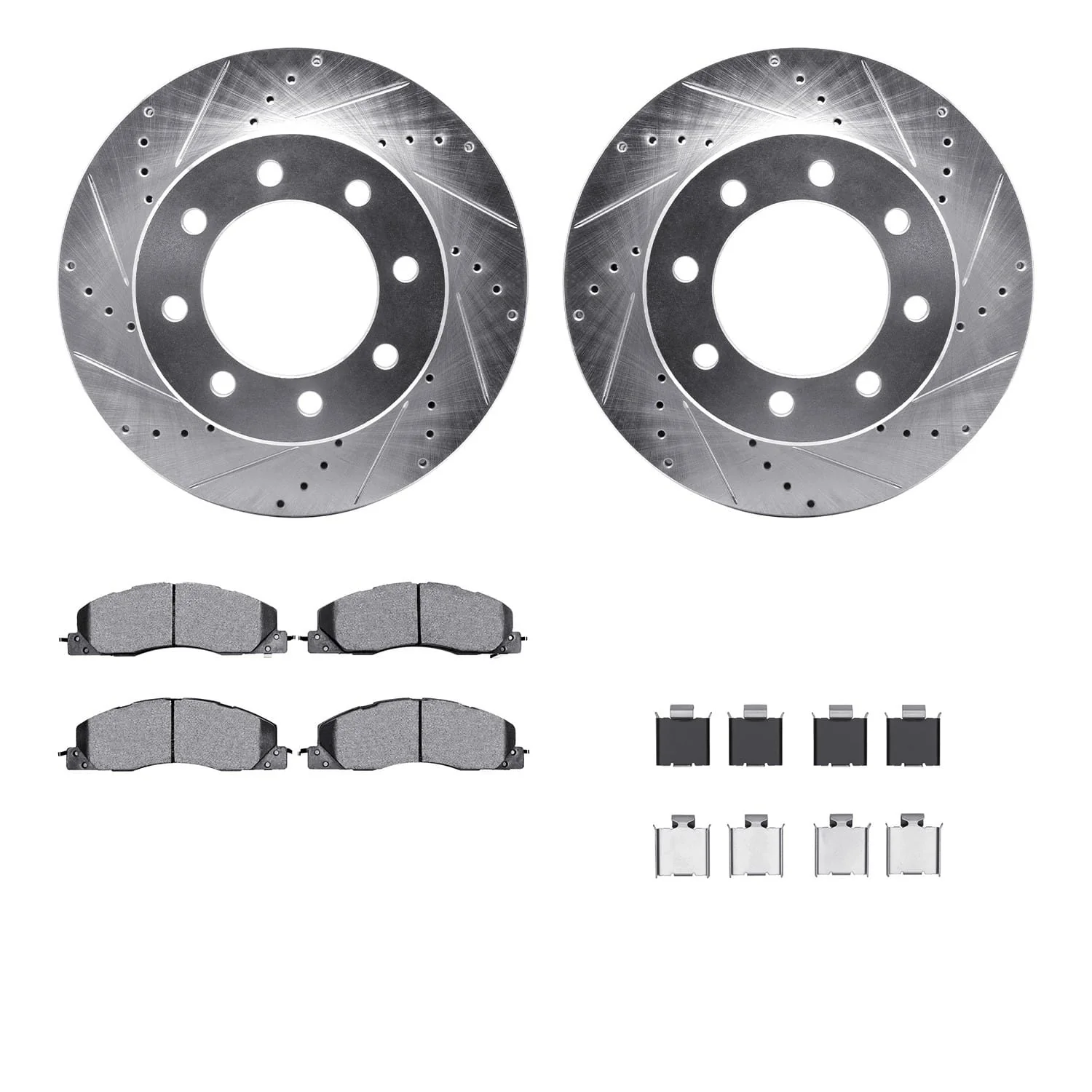 R1 Concepts 09-18 Dodge Ram 3500 Front Drill/Slot Silver Rotors w/Optimum Pads