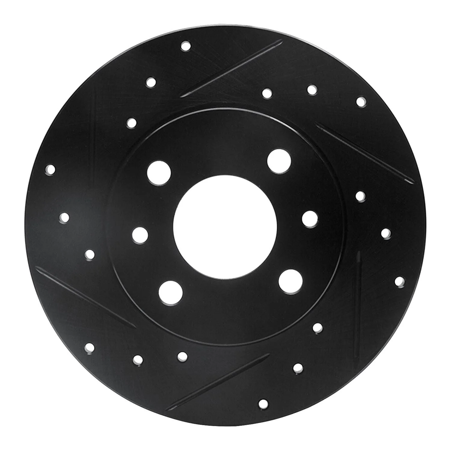 R1 Concepts 09-19 Fiat 500 (Mexico) Rear Left Drilled & Slotted Black Brake Rotor