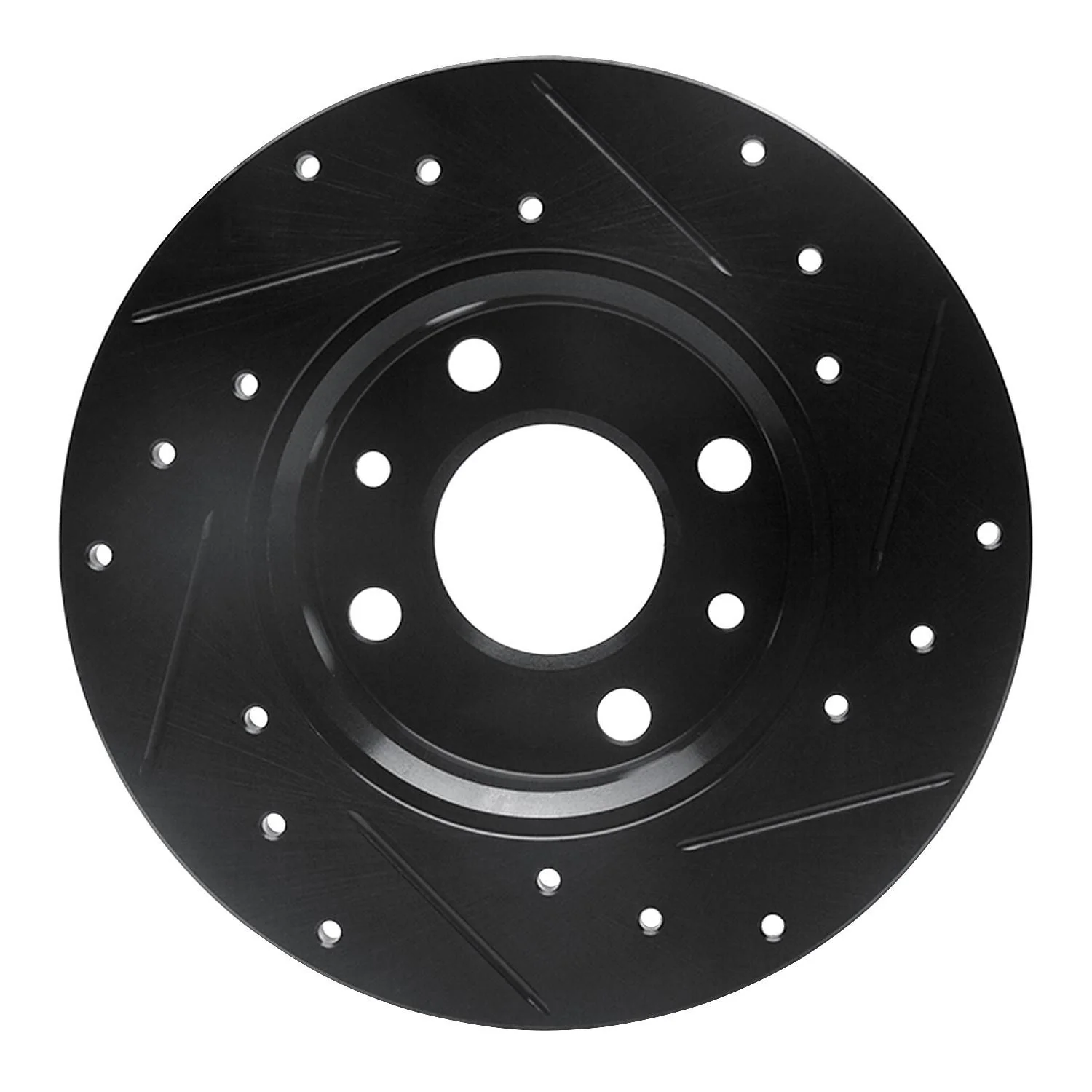R1 Concepts 09-19 Fiat 500 (Mexico) Rear Left Drilled & Slotted Black Brake Rotor - Image 2