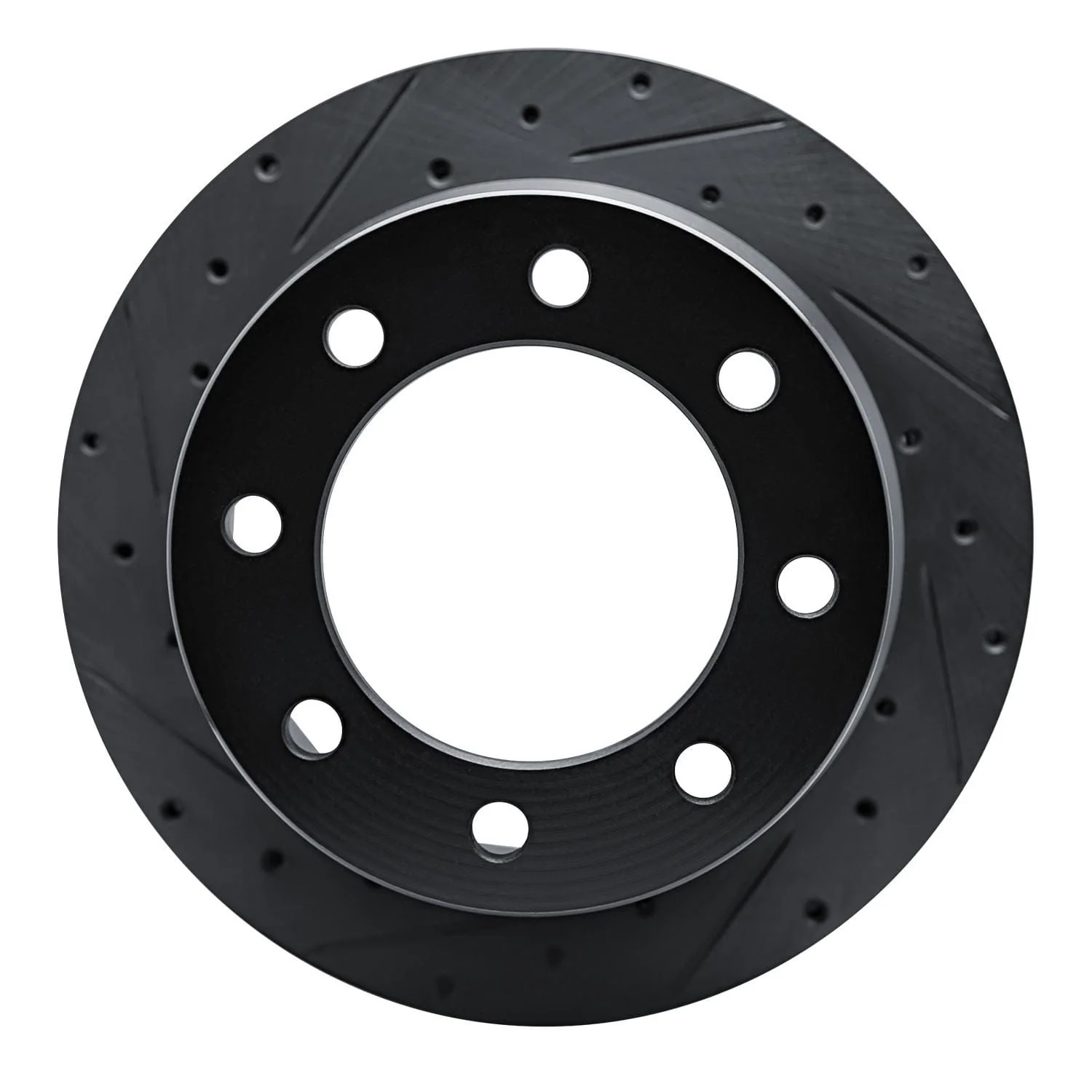R1 Concepts 09-20 Chevrolet Express 3500 Rear Left Drilled & Slotted Black Brake Rotor