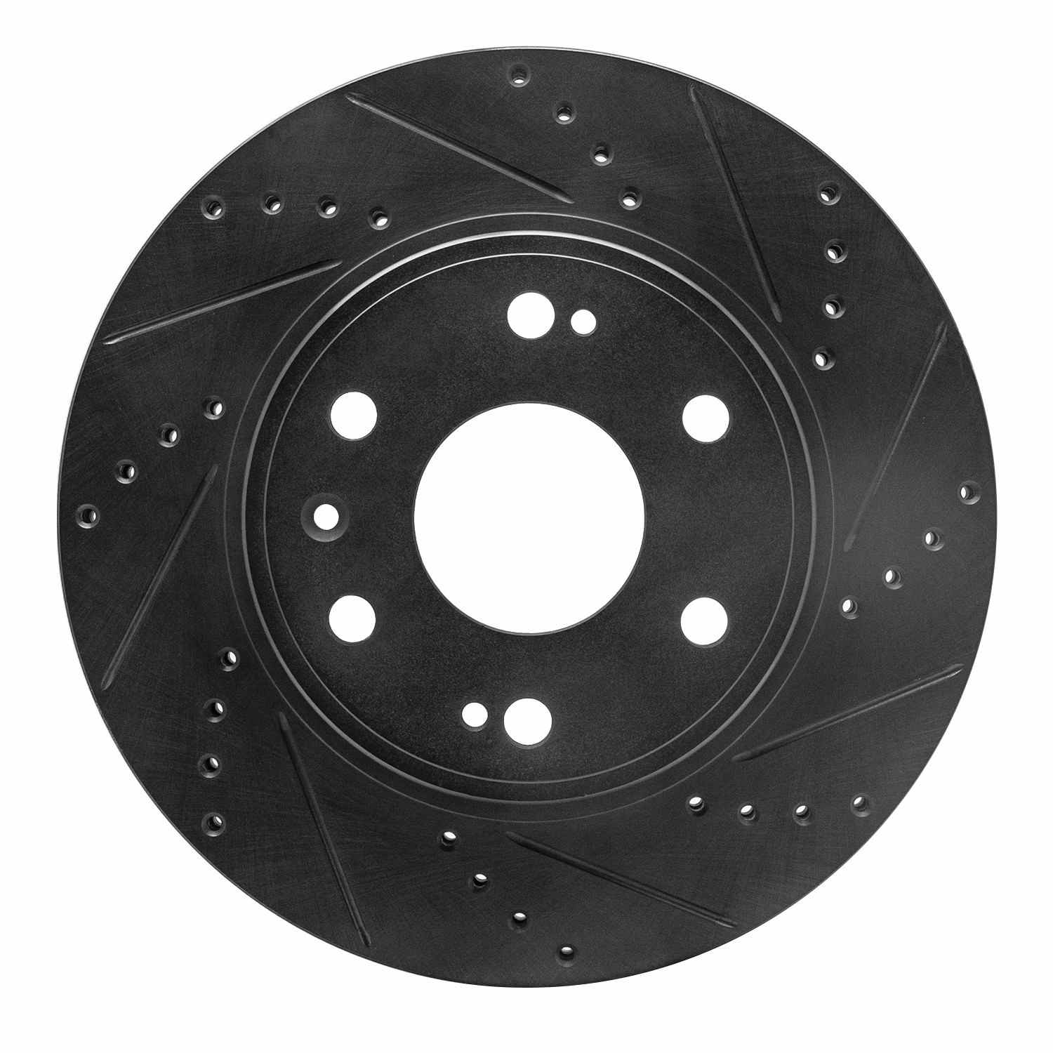R1 Concepts 09-20 Chevrolet TAHOE Front Right Drilled & Slotted Black Brake Rotor