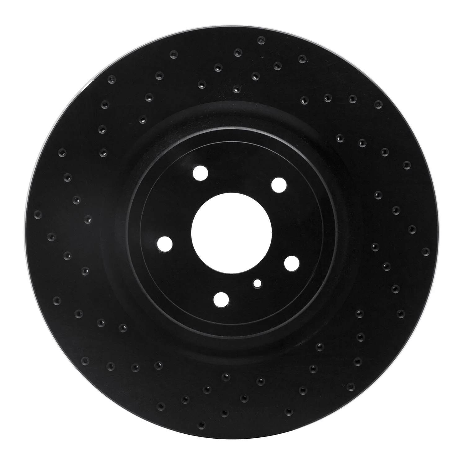 R1 Concepts 09-21 Nissan 370Z Front Left Drilled Black Brake Rotor
