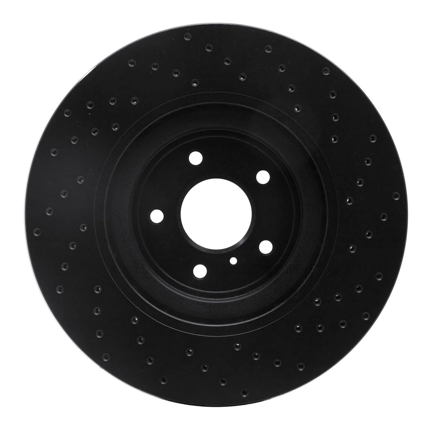R1 Concepts 09-21 Nissan 370Z Front Left Drilled Black Brake Rotor - Image 2