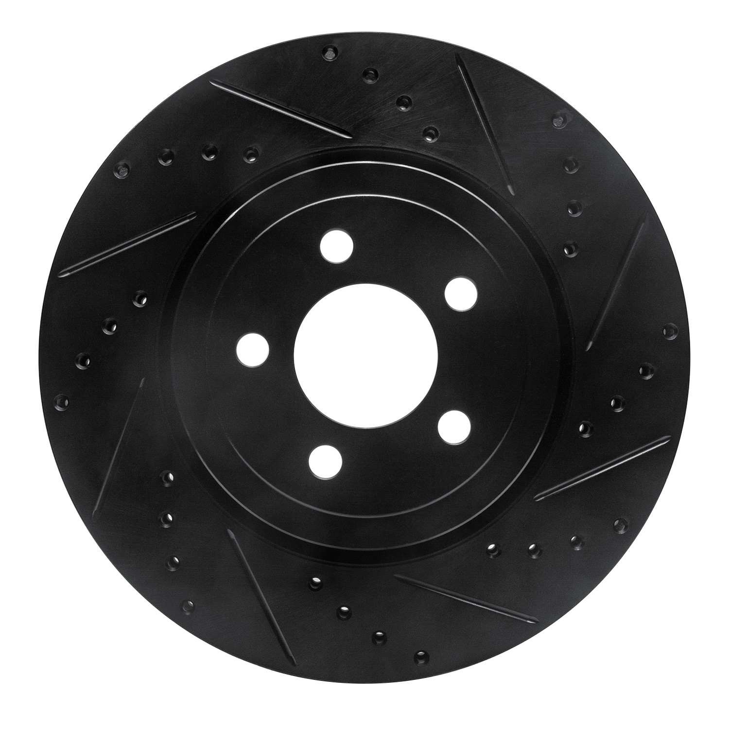 R1 Concepts 09-23 Dodge Challenger Front Right Drilled & Slotted Black Brake Rotor