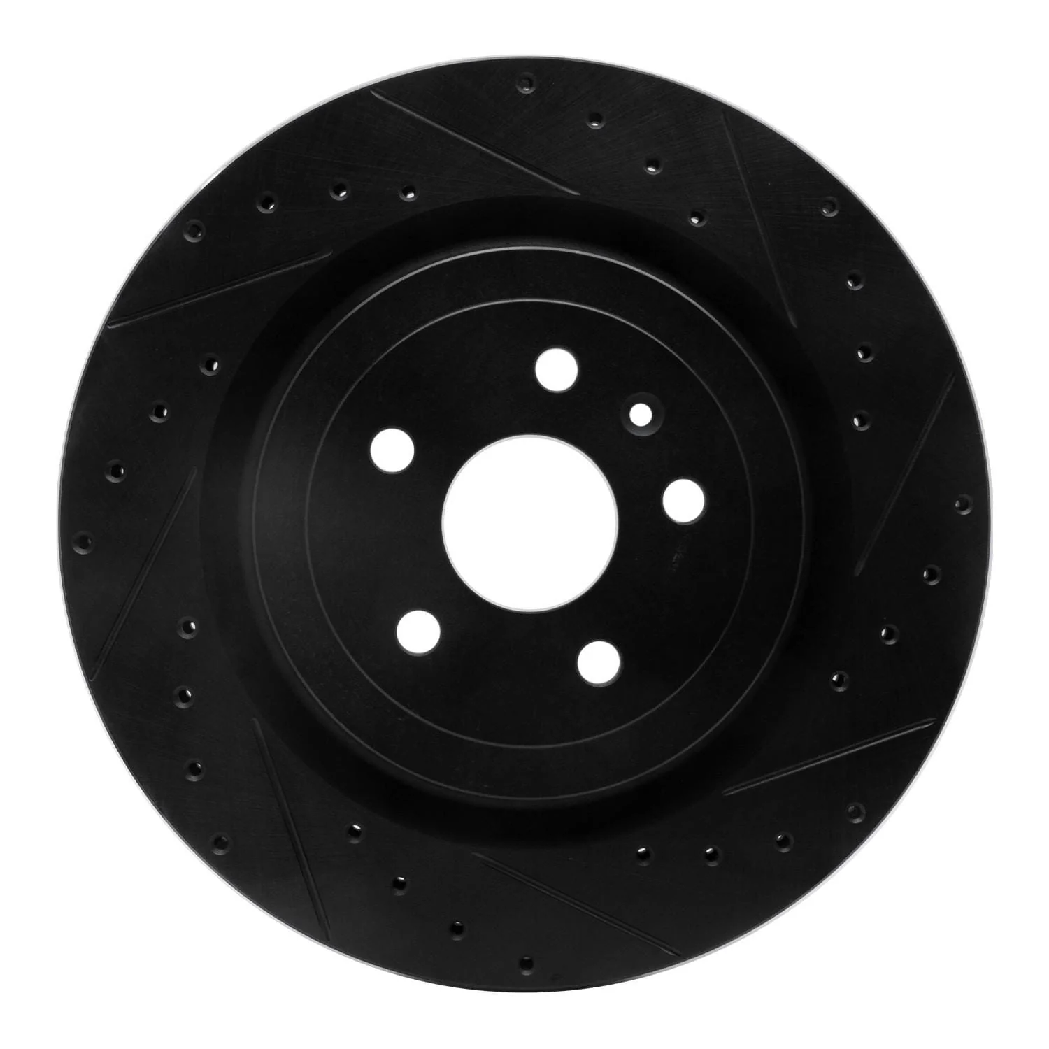 R1 Concepts 09-24 Cadillac CTS Rear Right Drilled & Slotted Black Brake Rotor
