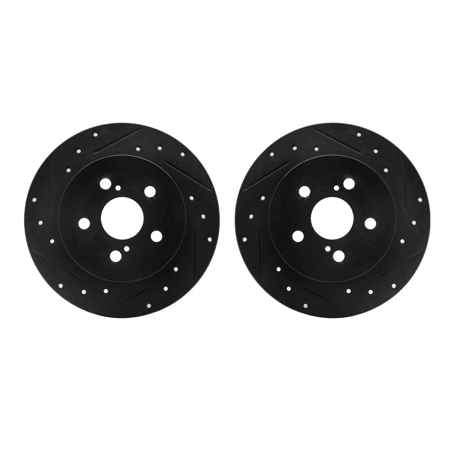 R1 Concepts 09-24 Lexus CT200h Rear Drilled & Slotted Black Brake Rotor Set