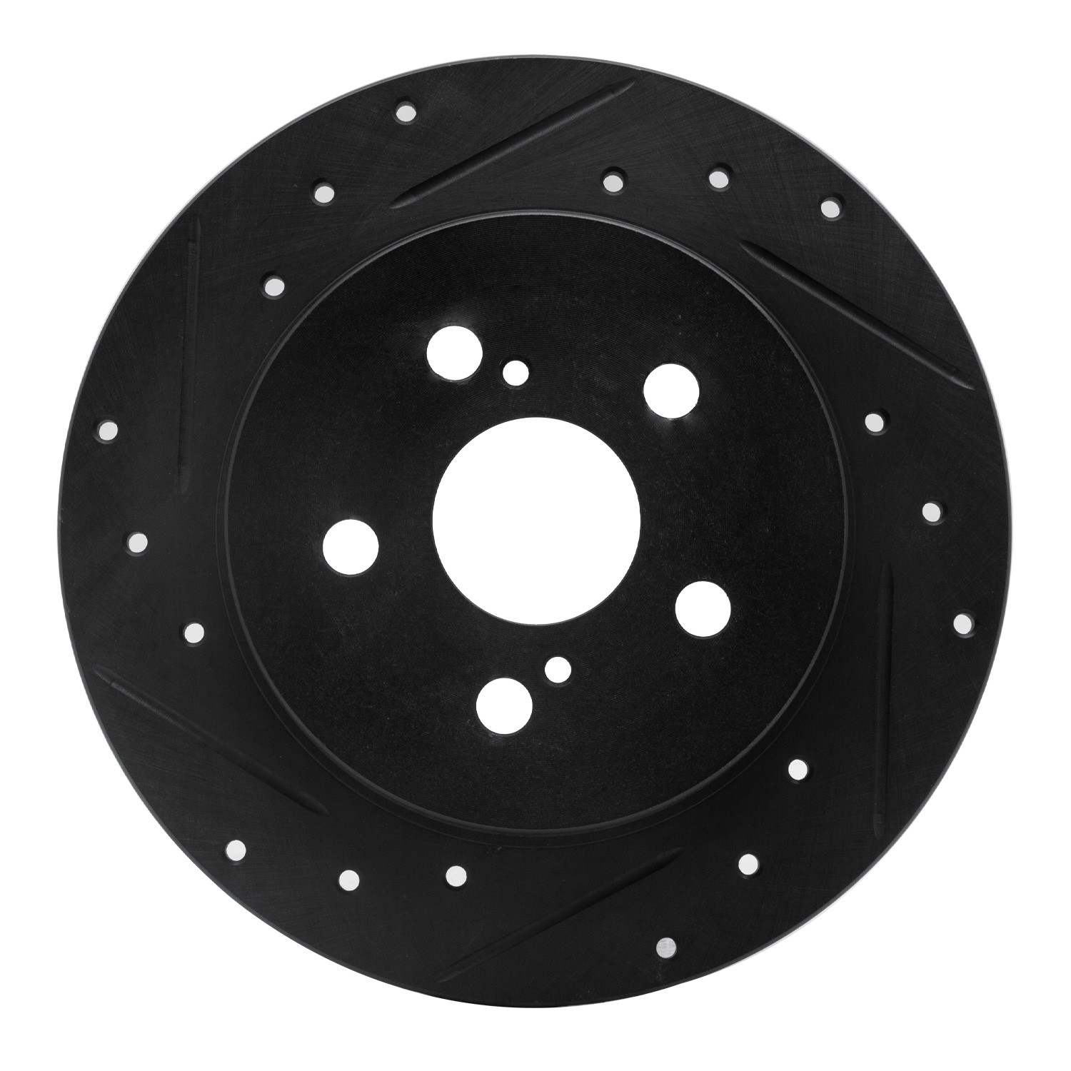 R1 Concepts 09-24 Lexus CT200H Rear Left Drilled & Slotted Black Brake Rotor