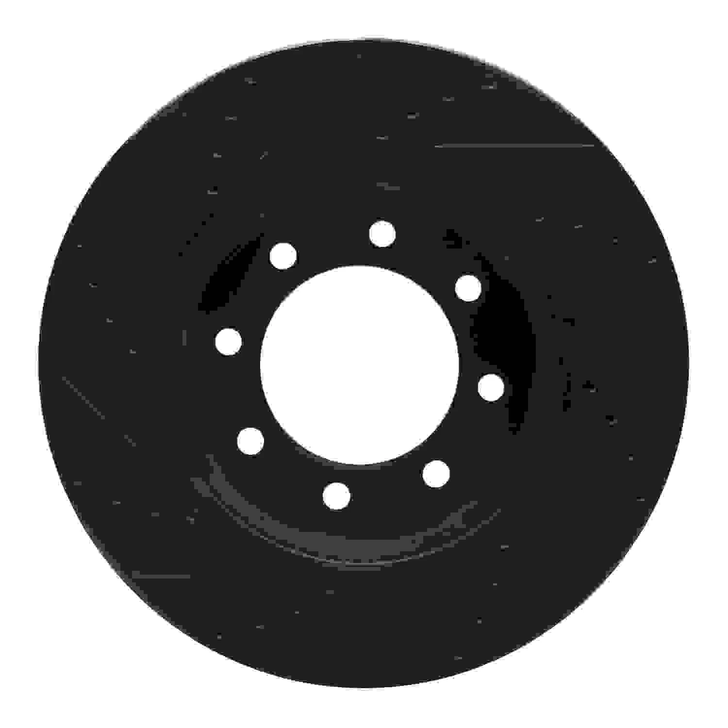 R1 Concepts 09-25 Dodge Ram 2500 Front Right Drilled & Slotted Black Brake Rotor - Image 2