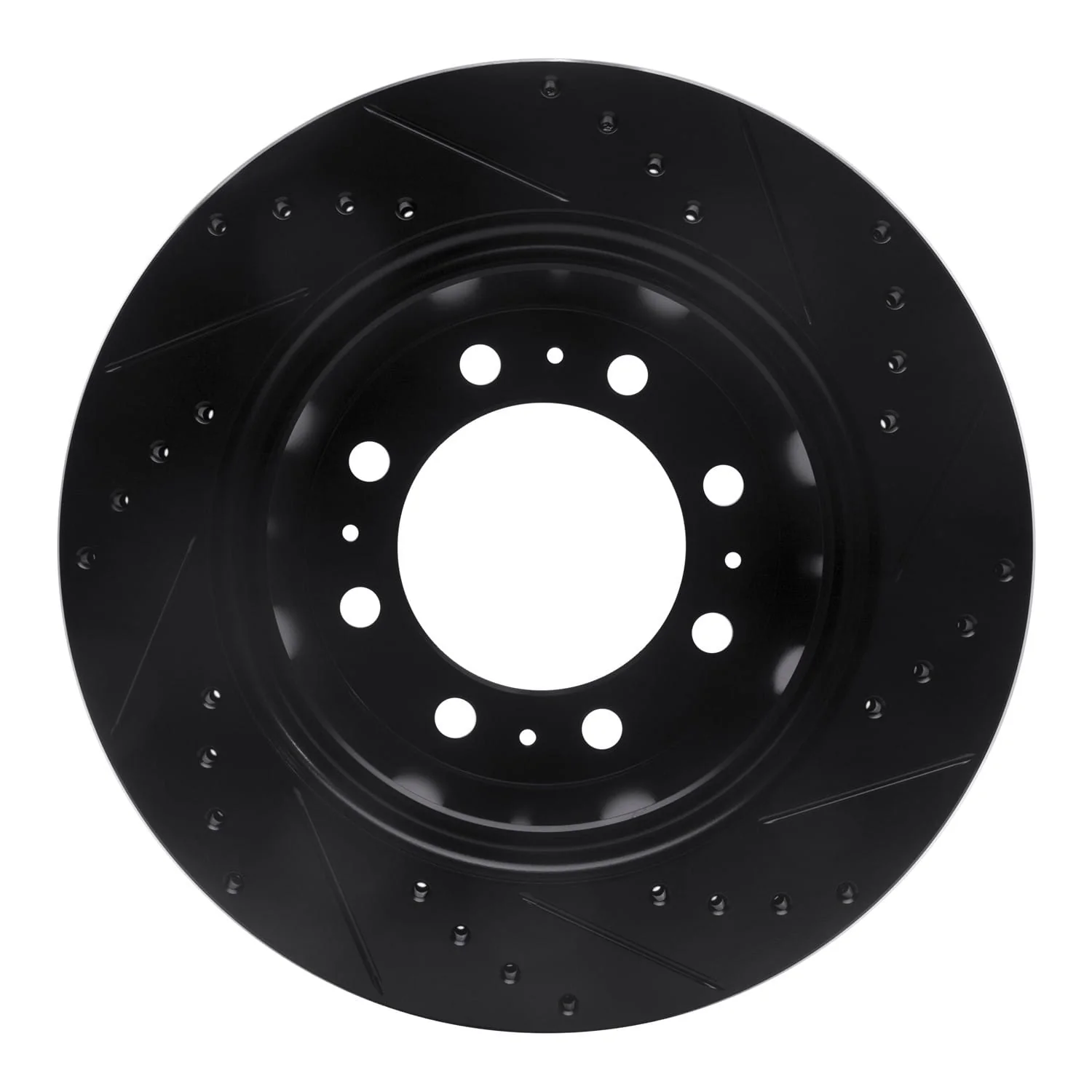 R1 Concepts 09-25 Dodge Ram 2500 Rear Left Drilled & Slotted Black Brake Rotor - Image 2