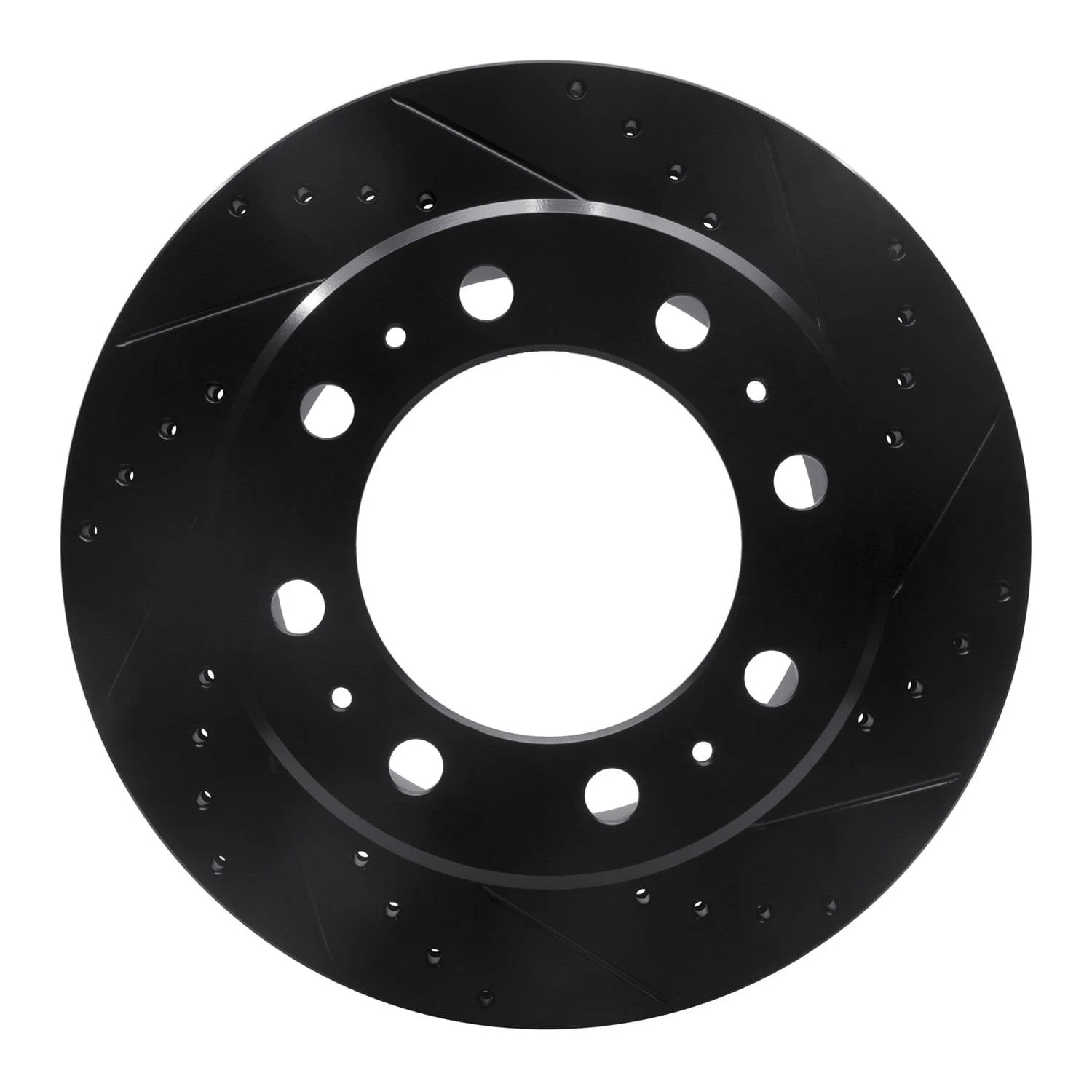 R1 Concepts 09-25 Dodge Ram 3500 Rear Right Drilled & Slotted Black Brake Rotor