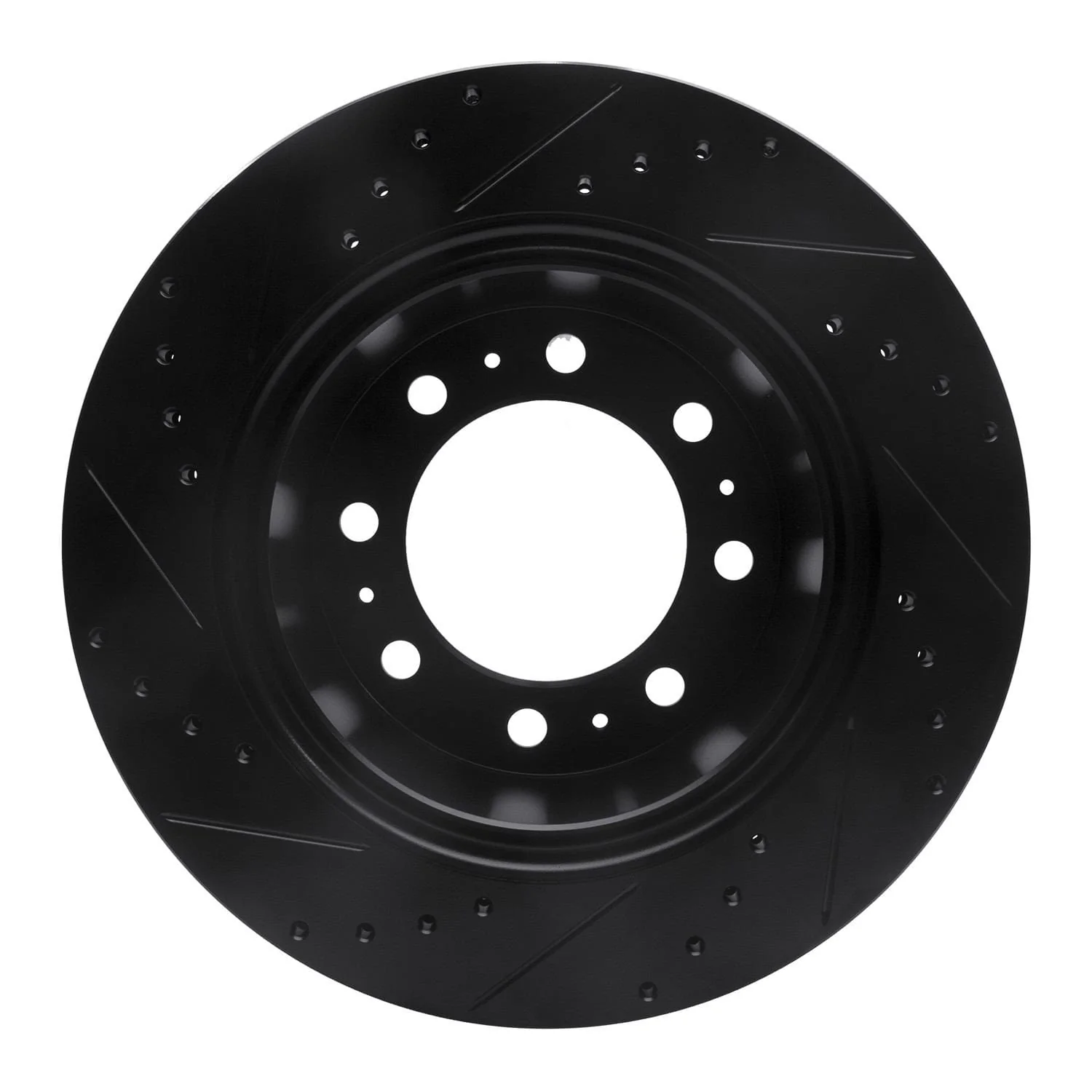 R1 Concepts 09-25 Dodge Ram 3500 Rear Right Drilled & Slotted Black Brake Rotor - Image 2