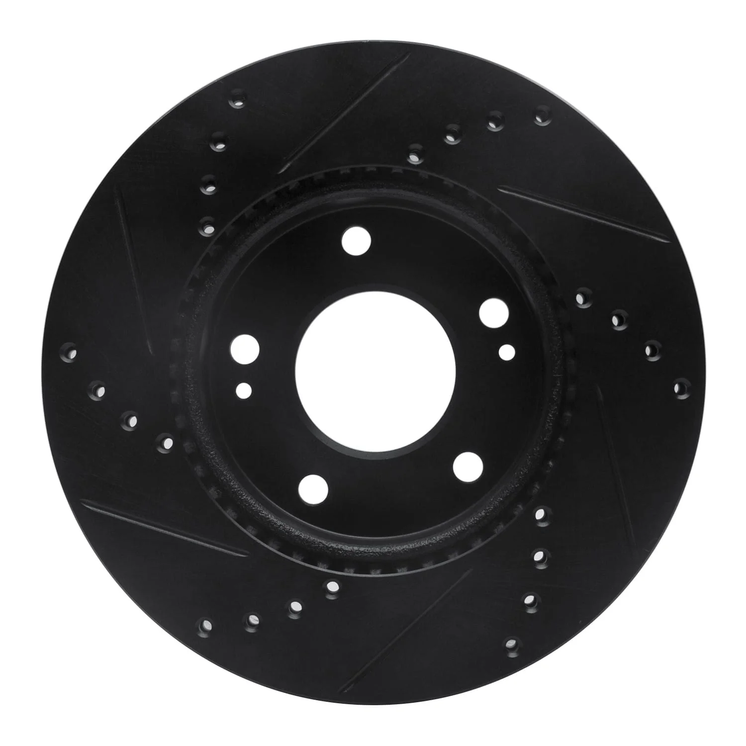 R1 Concepts 10-11 Kia Soul Front Right Drilled & Slotted Black Brake Rotor - Image 2