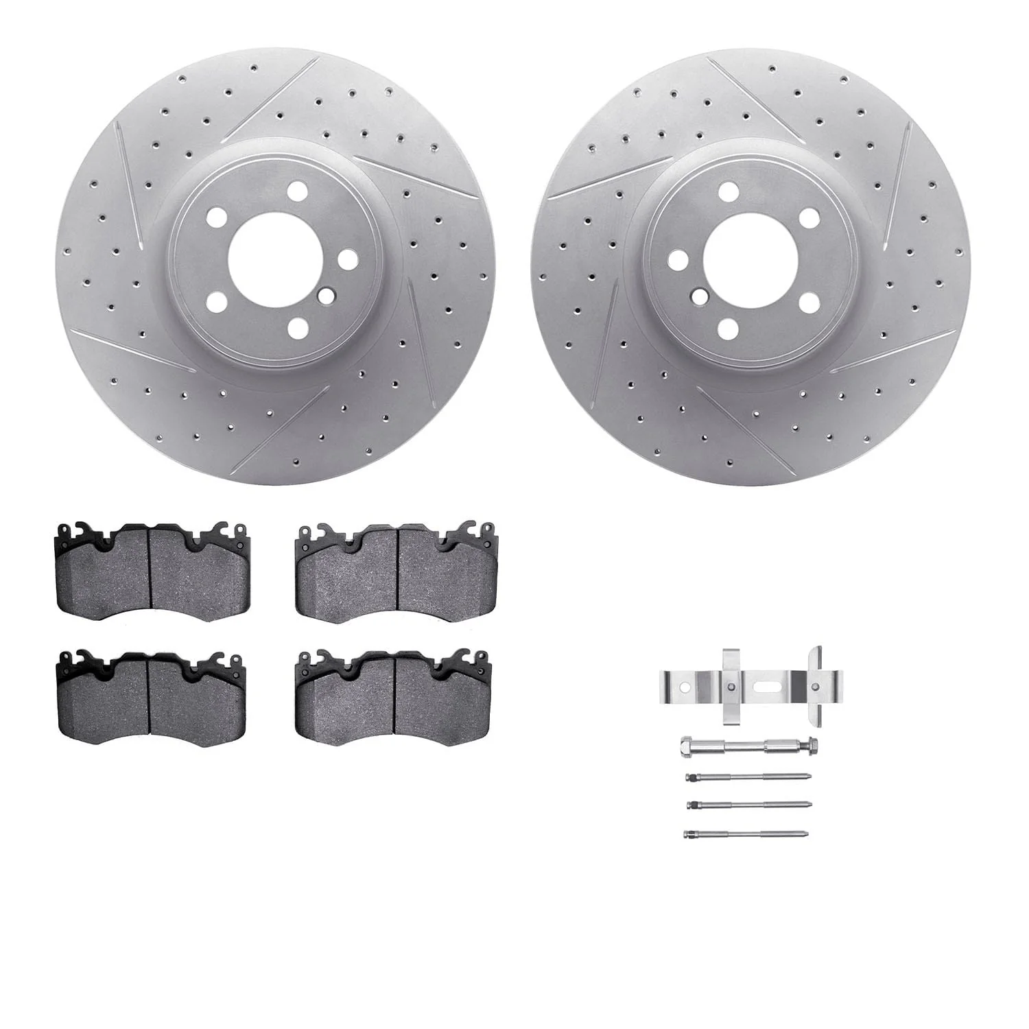 R1 Concepts 10-12 Land Rover Range Rover Front Drill/Slot Carbon Coated Rotor Set w/Euro Ceramic Pads
