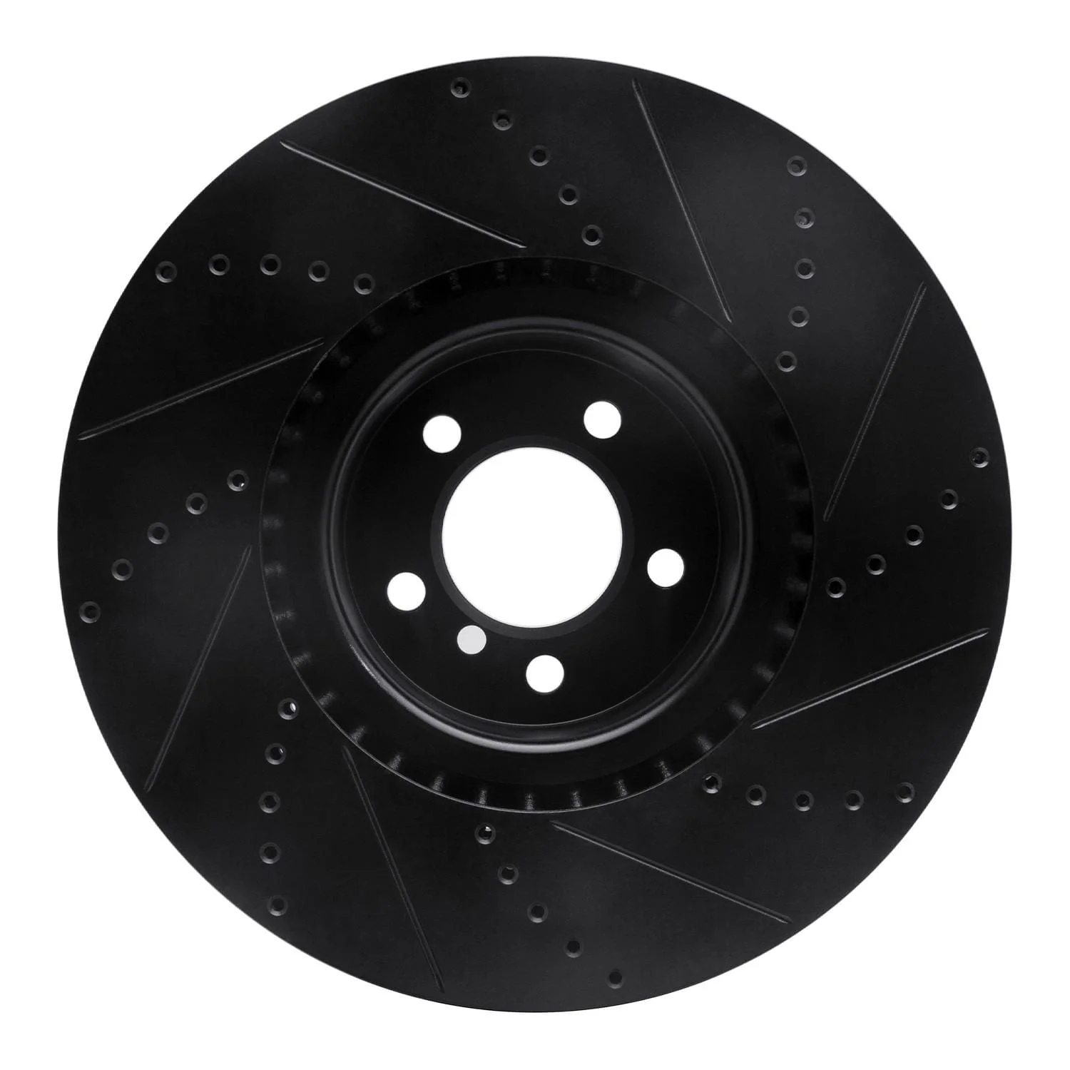 R1 Concepts 10-12 Land Rover Range Rover Front Left Drilled & Slotted Black Brake Rotor - Image 2
