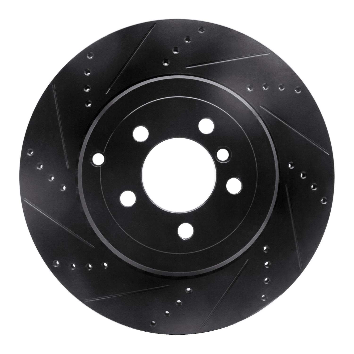 R1 Concepts 10-12 Land Rover Range Rover Rear Left Drilled & Slotted Black Brake Rotor