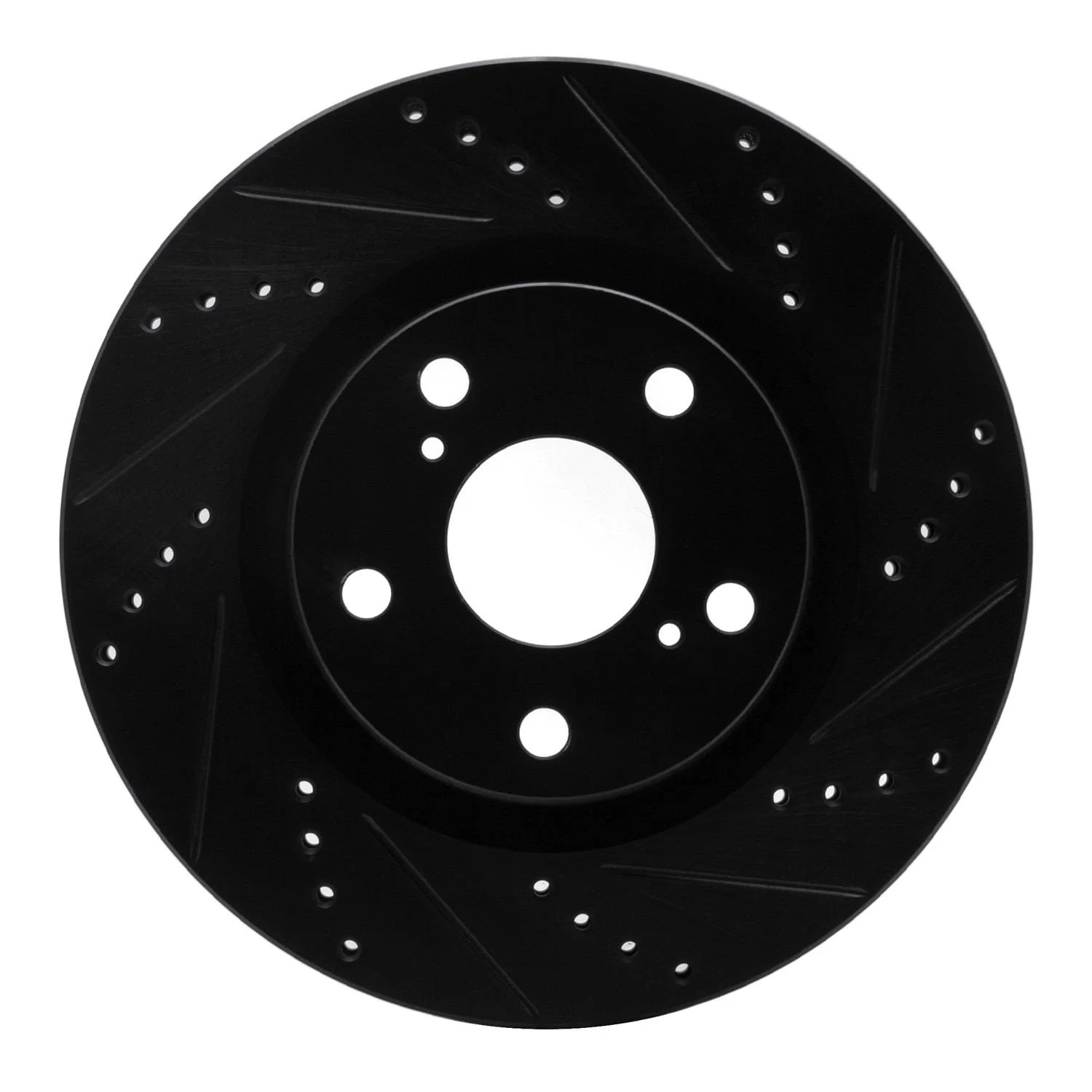 R1 Concepts 10-13 Hyundai Santa Fe Front Right Drilled & Slotted Black Brake Rotor - Image 3