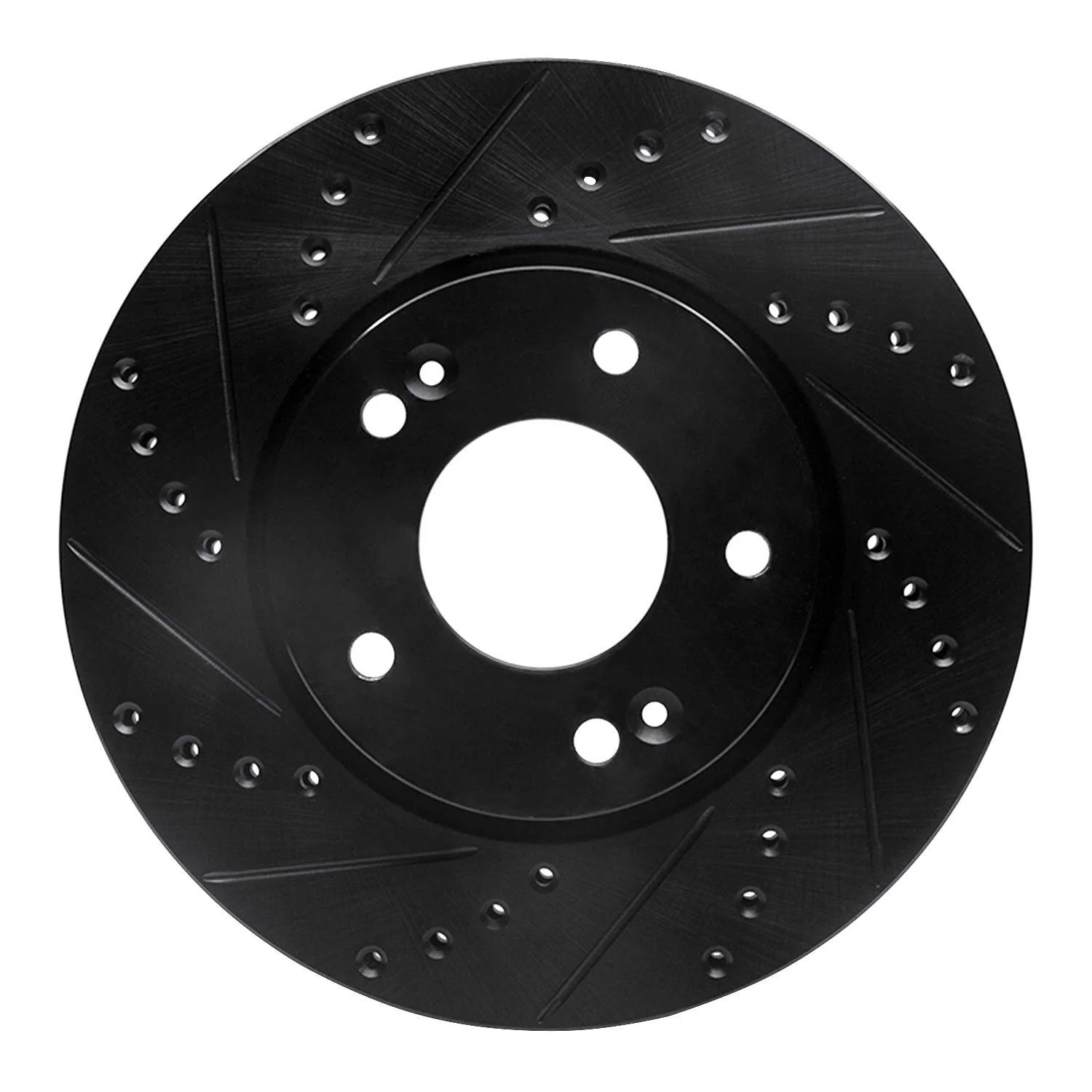 R1 Concepts 10-13 Kia Forte Front Left Drilled & Slotted Black Brake Rotor