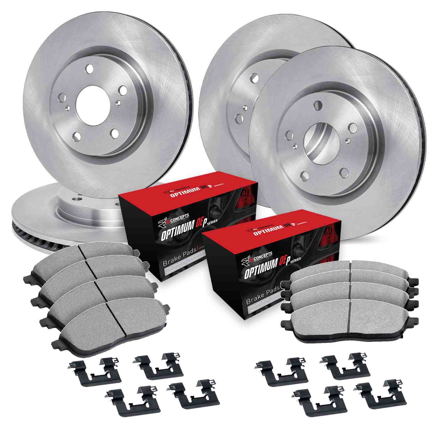 R1 Concepts 10-13 Kia Forte Front & Rear Brake Rotor Set w/Optimum OE Pads and Hardware