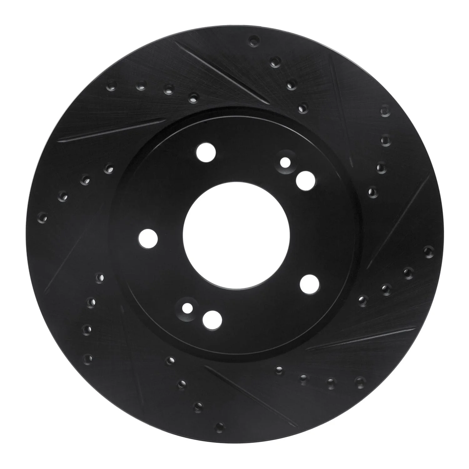 R1 Concepts 10-13 Kia Forte Koup Front Right Drilled & Slotted Black Brake Rotor