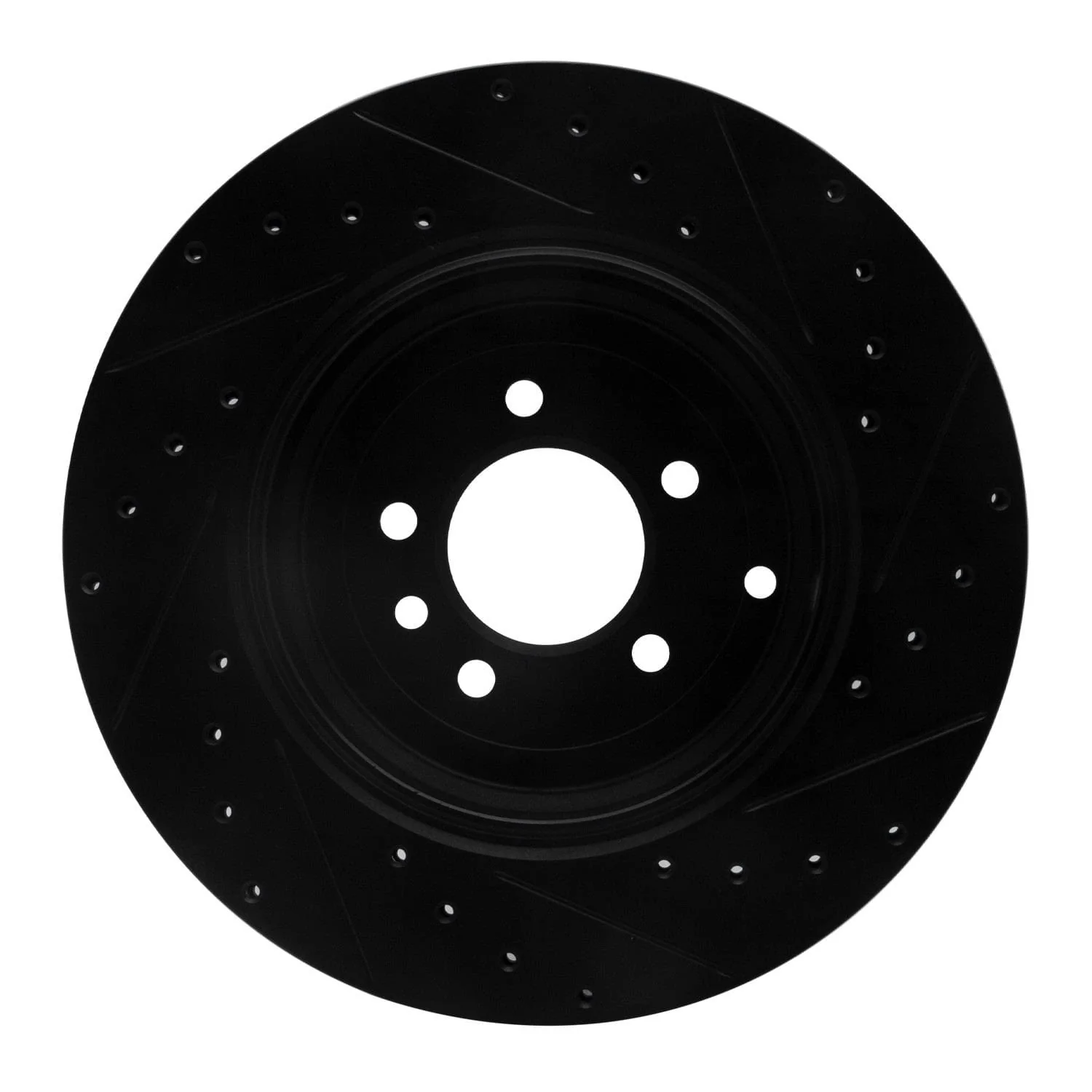 R1 Concepts 10-13 Land Rover Range Rover Sport Rear Left Drilled & Slotted Black Brake Rotor - Image 2