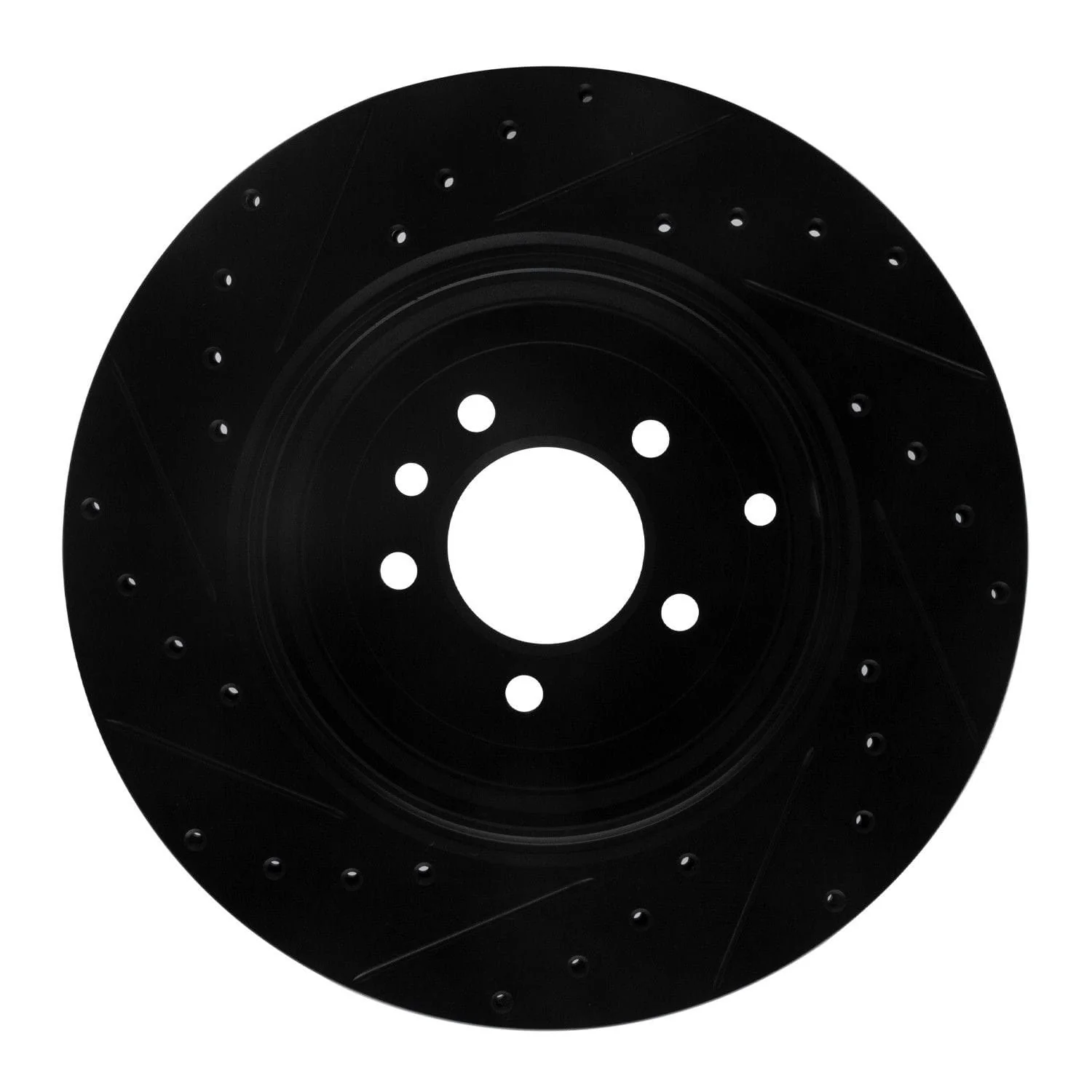 R1 Concepts 10-13 Land Rover Range Rover Sport Rear Right Drilled & Slotted Black Brake Rotor - Image 2